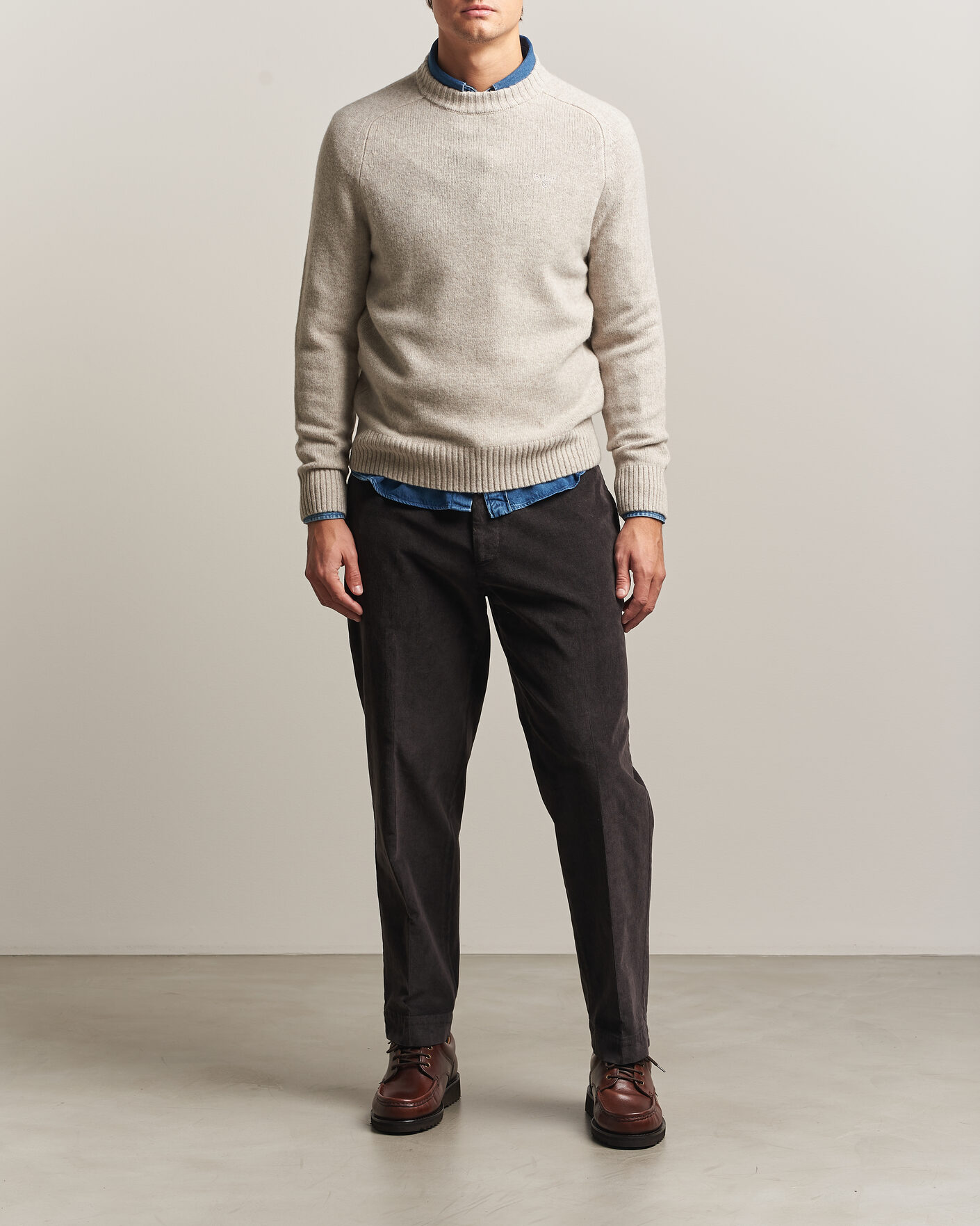Herre | Gensere | Barbour Lifestyle | Newtown Lambswool Crewneck Light Grey Marl