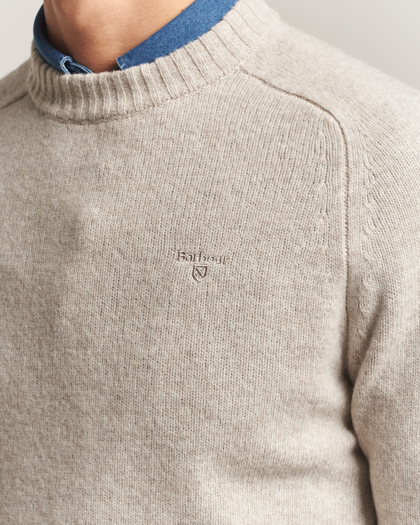 Herre | Gensere | Barbour Lifestyle | Newtown Lambswool Crewneck Light Grey Marl