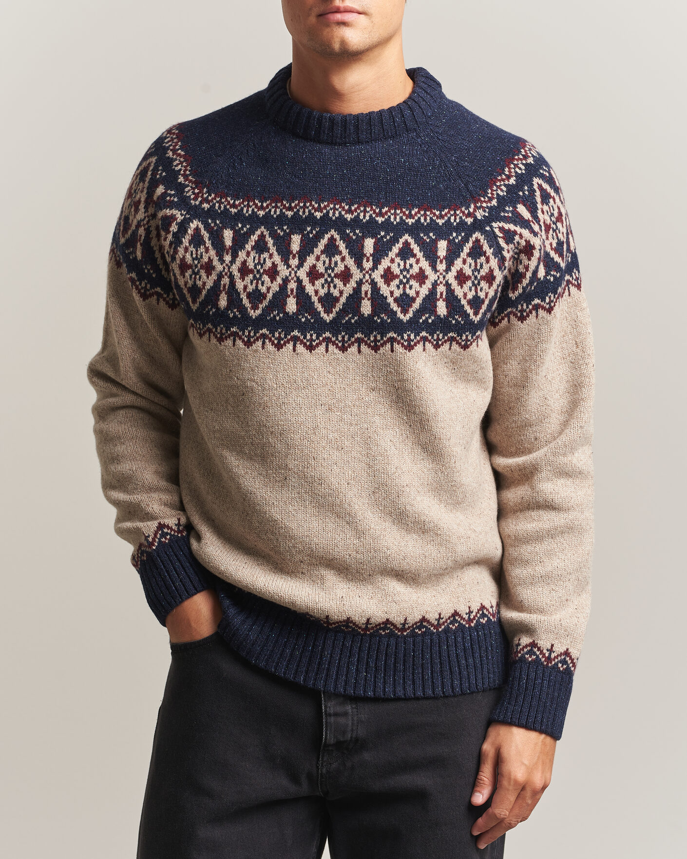 Herre | Gensere | Barbour Lifestyle | Tisbury Fairisle Crew Navy