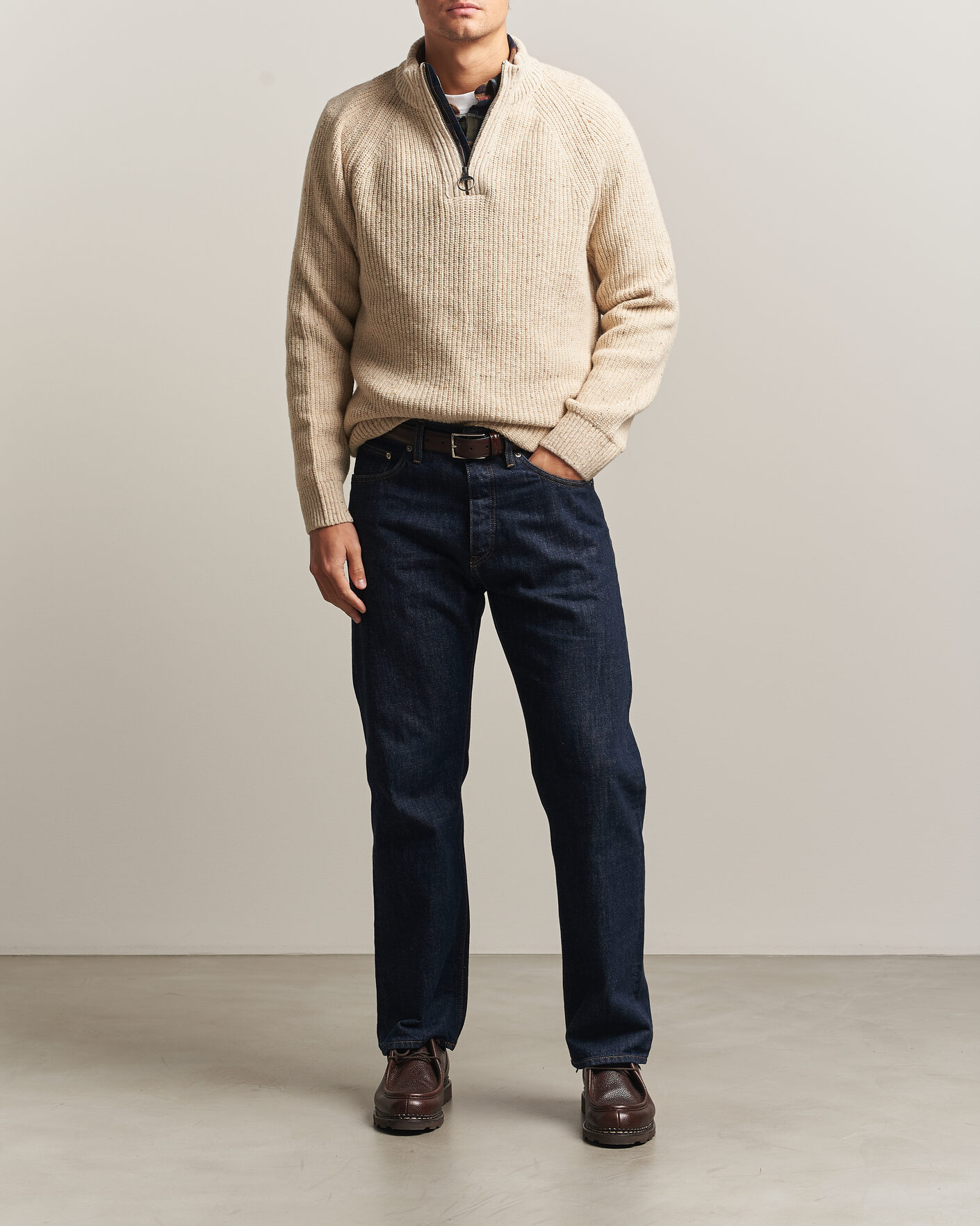 Herre | Gensere | Barbour Lifestyle | Essentials Donegal Half Zip Pearl