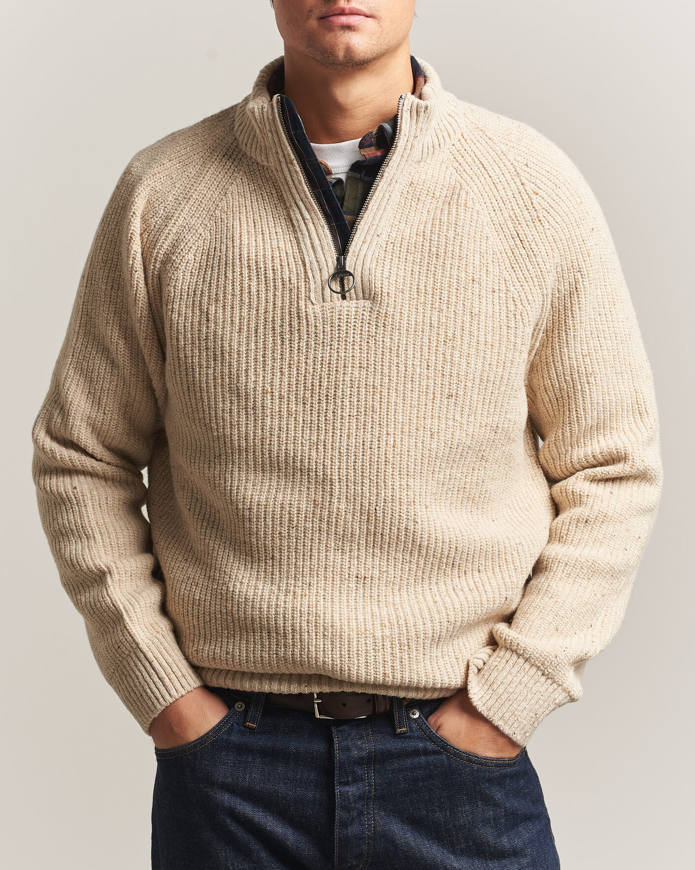 Herre | Gensere | Barbour Lifestyle | Essentials Donegal Half Zip Pearl