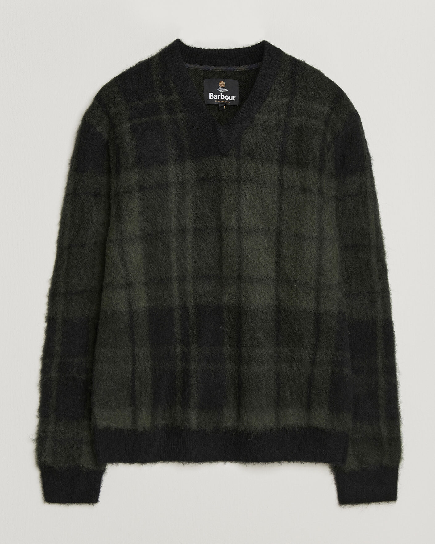 Herre | Gensere | Barbour Lifestyle | Hunham Tartan V-Neck Knitted Jumper Black