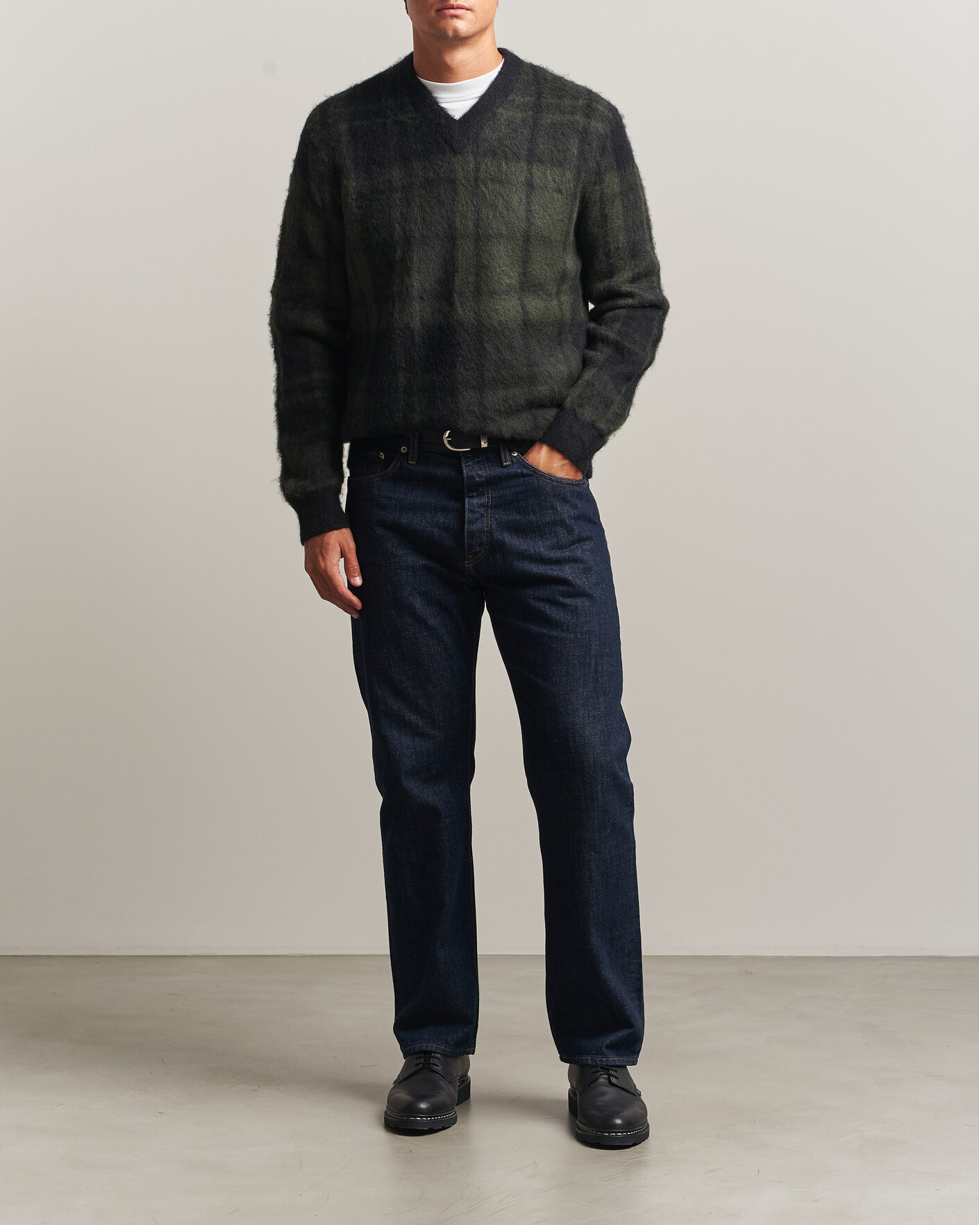 Herre | Gensere | Barbour Lifestyle | Hunham Tartan V-Neck Knitted Jumper Black