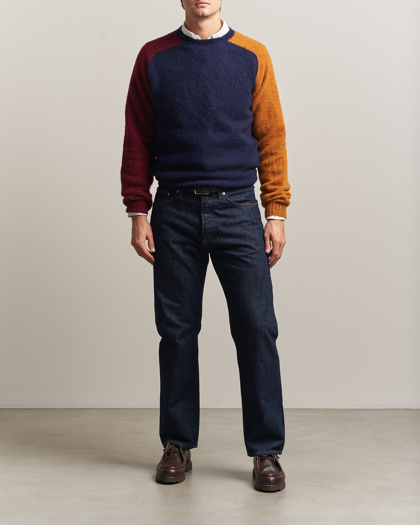 Herre | Gensere | Barbour Lifestyle | Scottish Made Block Colour Crew Navy
