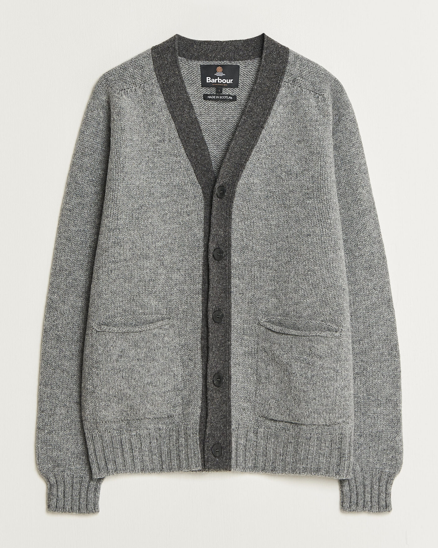 Herre | Gensere | Barbour Lifestyle | Scottish Made Knitted Cardigan Grey Marl
