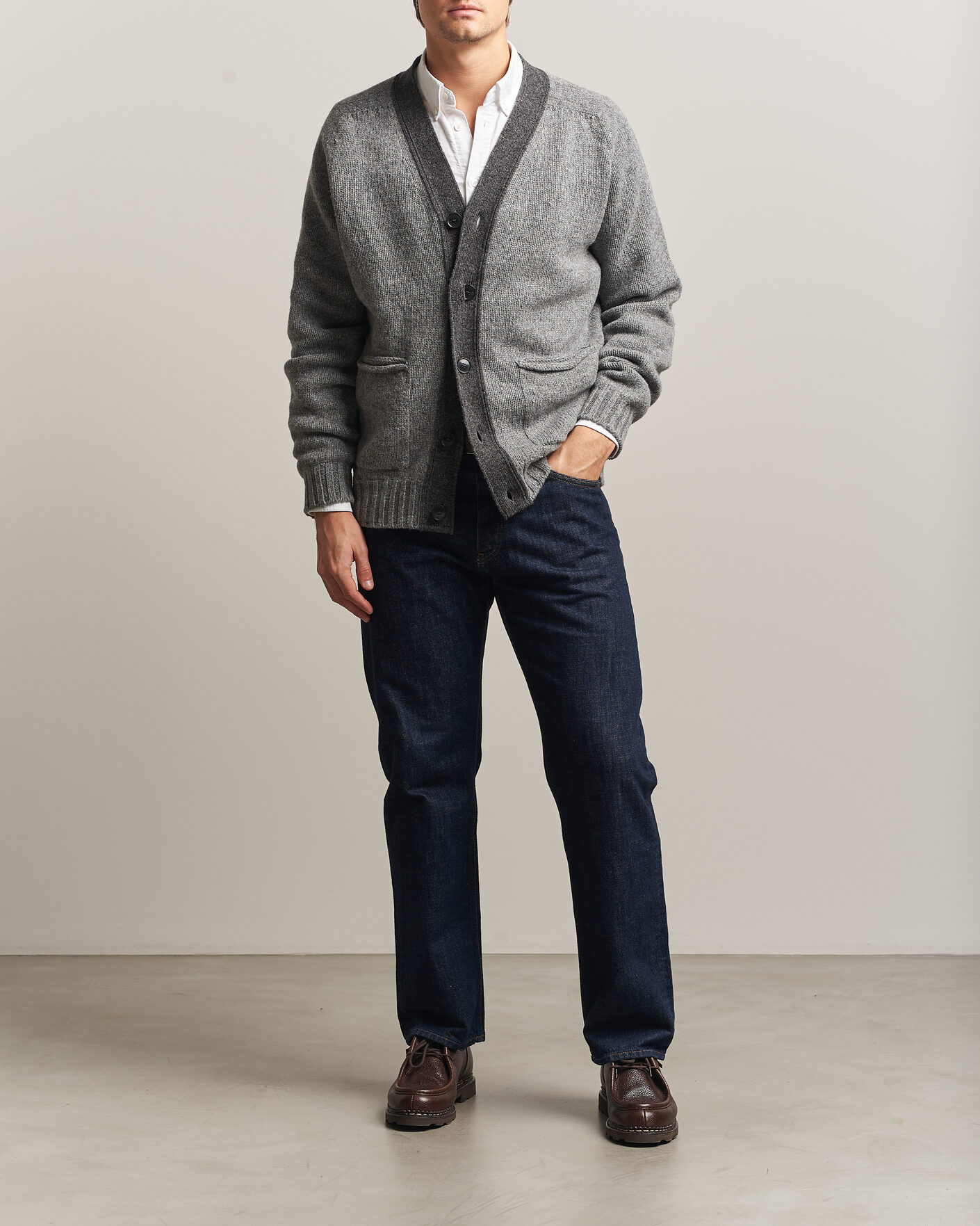 Herre | Gensere | Barbour Lifestyle | Scottish Made Knitted Cardigan Grey Marl