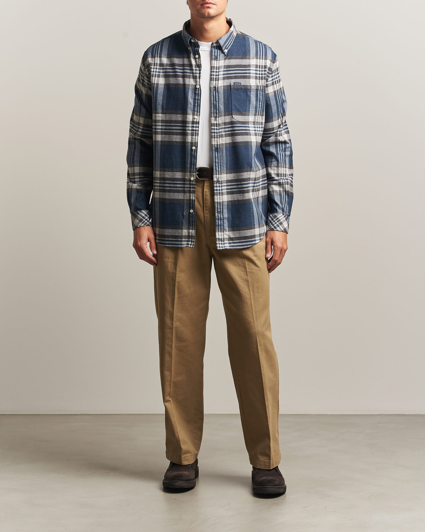 Herre | Skjorter | Barbour Lifestyle | Dove Dave Flannel Check Shirt Grey Marl