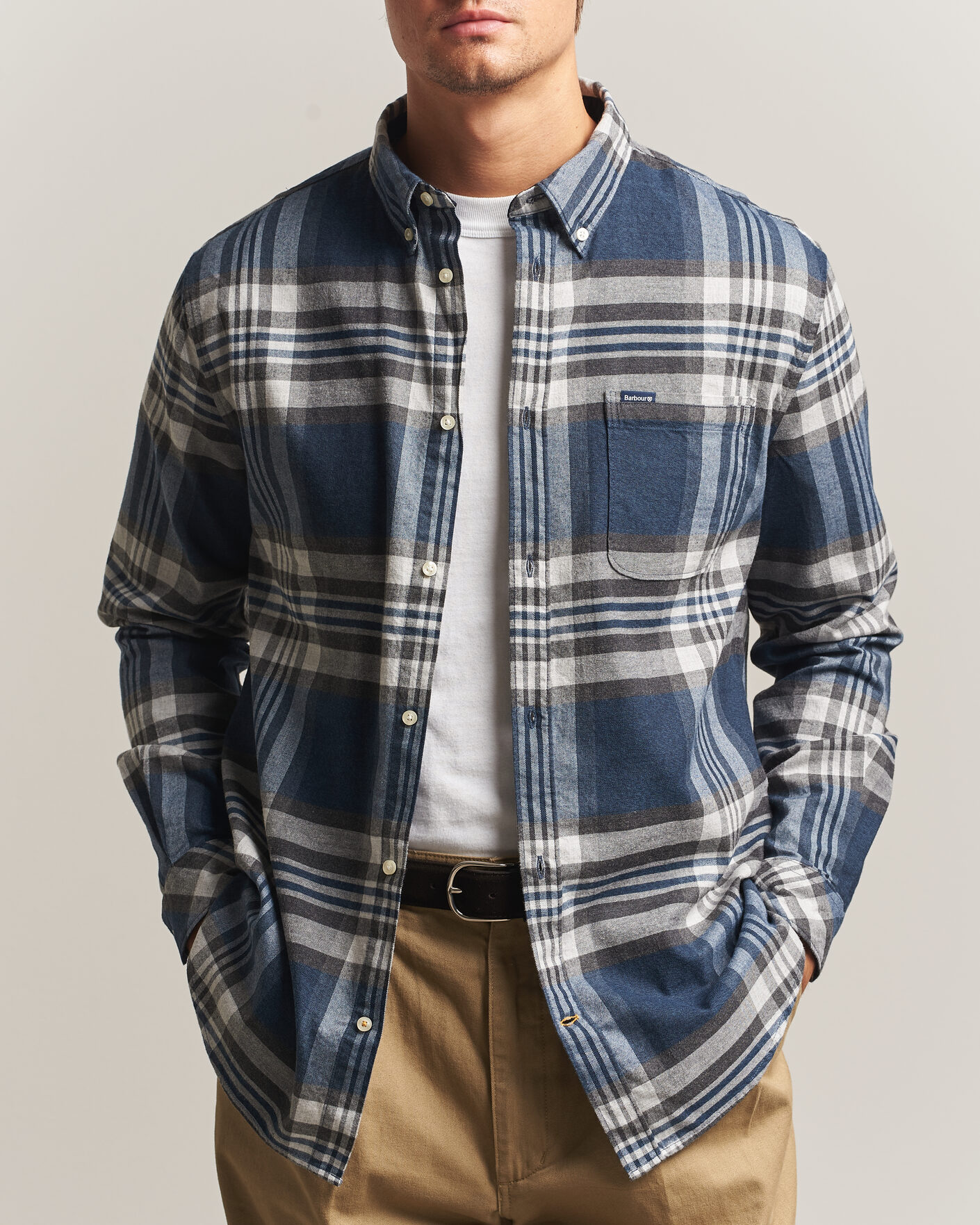 Herre | Skjorter | Barbour Lifestyle | Dove Dave Flannel Check Shirt Grey Marl