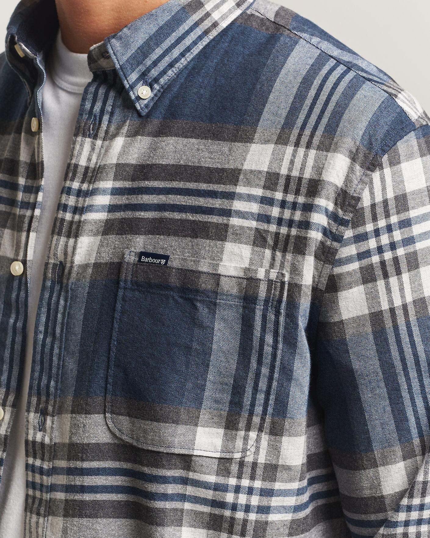 Herre | Skjorter | Barbour Lifestyle | Dove Dave Flannel Check Shirt Grey Marl