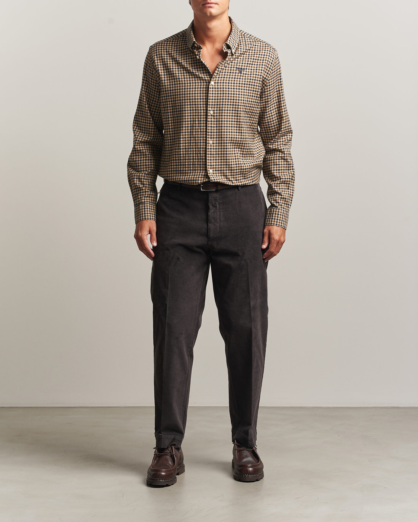Herre | Skjorter | Barbour Lifestyle | Finkle Gingham Flannel Shirt Dark Sand
