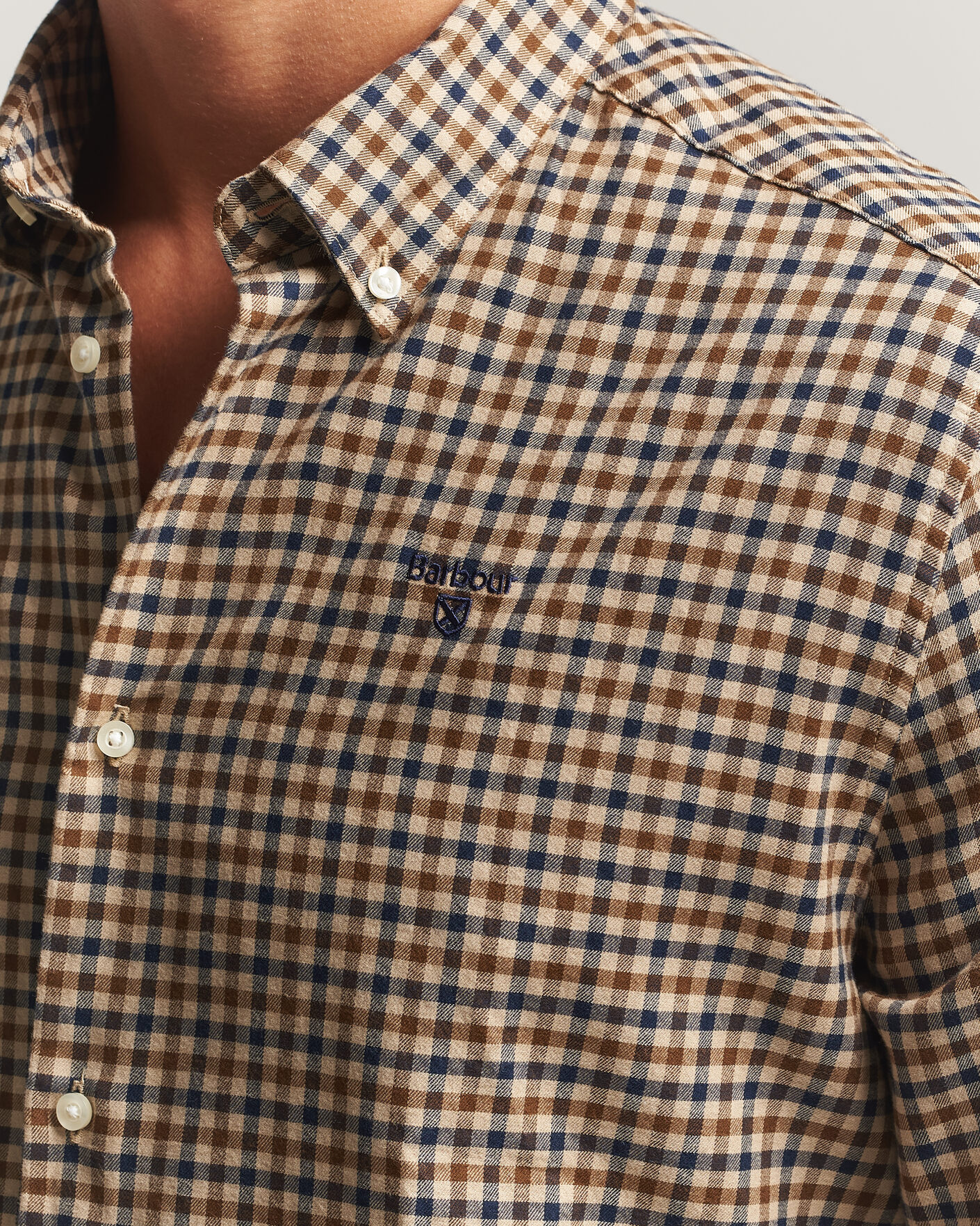 Herre | Skjorter | Barbour Lifestyle | Finkle Gingham Flannel Shirt Dark Sand