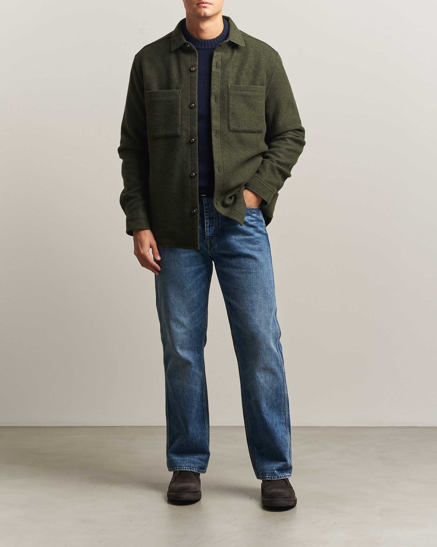 Herre | Skjorter | Barbour Lifestyle | Marltown Tailored Wool Blend Overshirt Sage