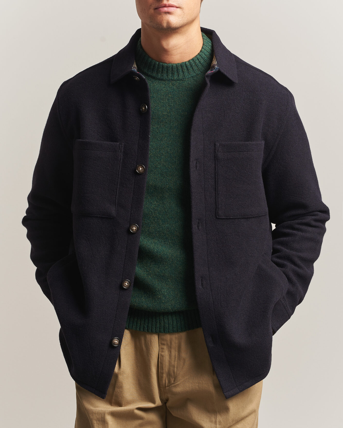 Herre | Skjorter | Barbour Lifestyle | Marltown Tailored Wool Blend Overshirt Navy