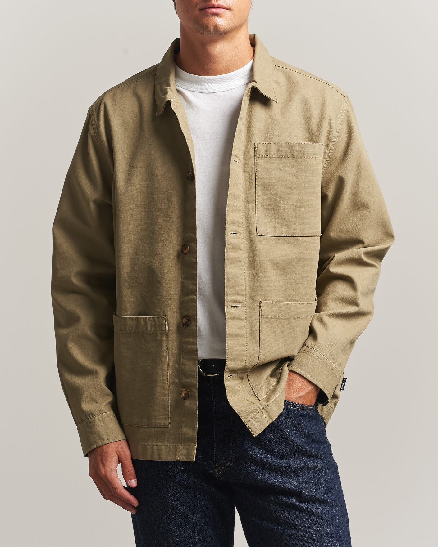 Herre | Skjorter | Barbour Lifestyle | Tartan trimed Washed Overshirt Mushroom