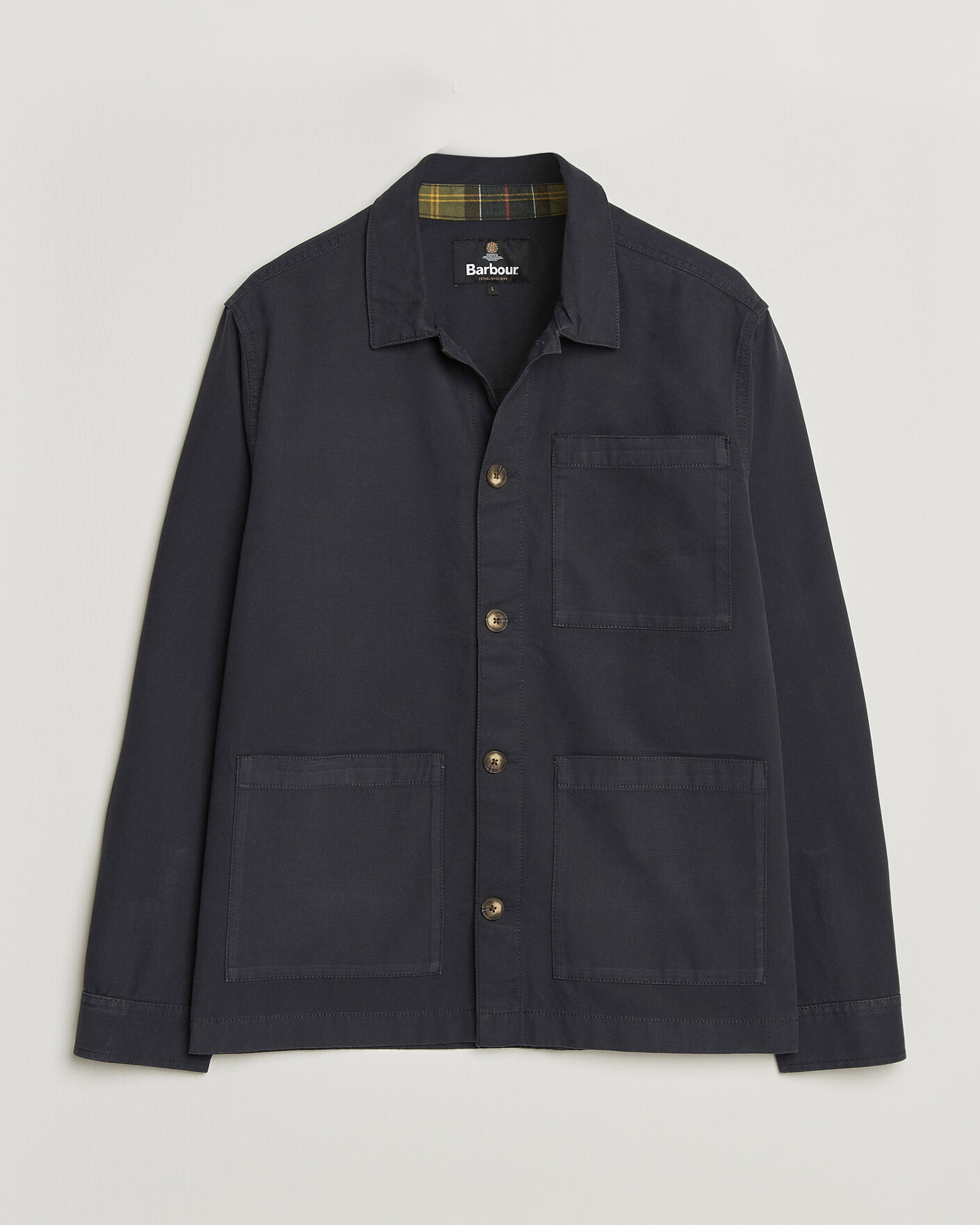 Herre | Skjorter | Barbour Lifestyle | Tartan trimed Washed Overshirt Dark Navy