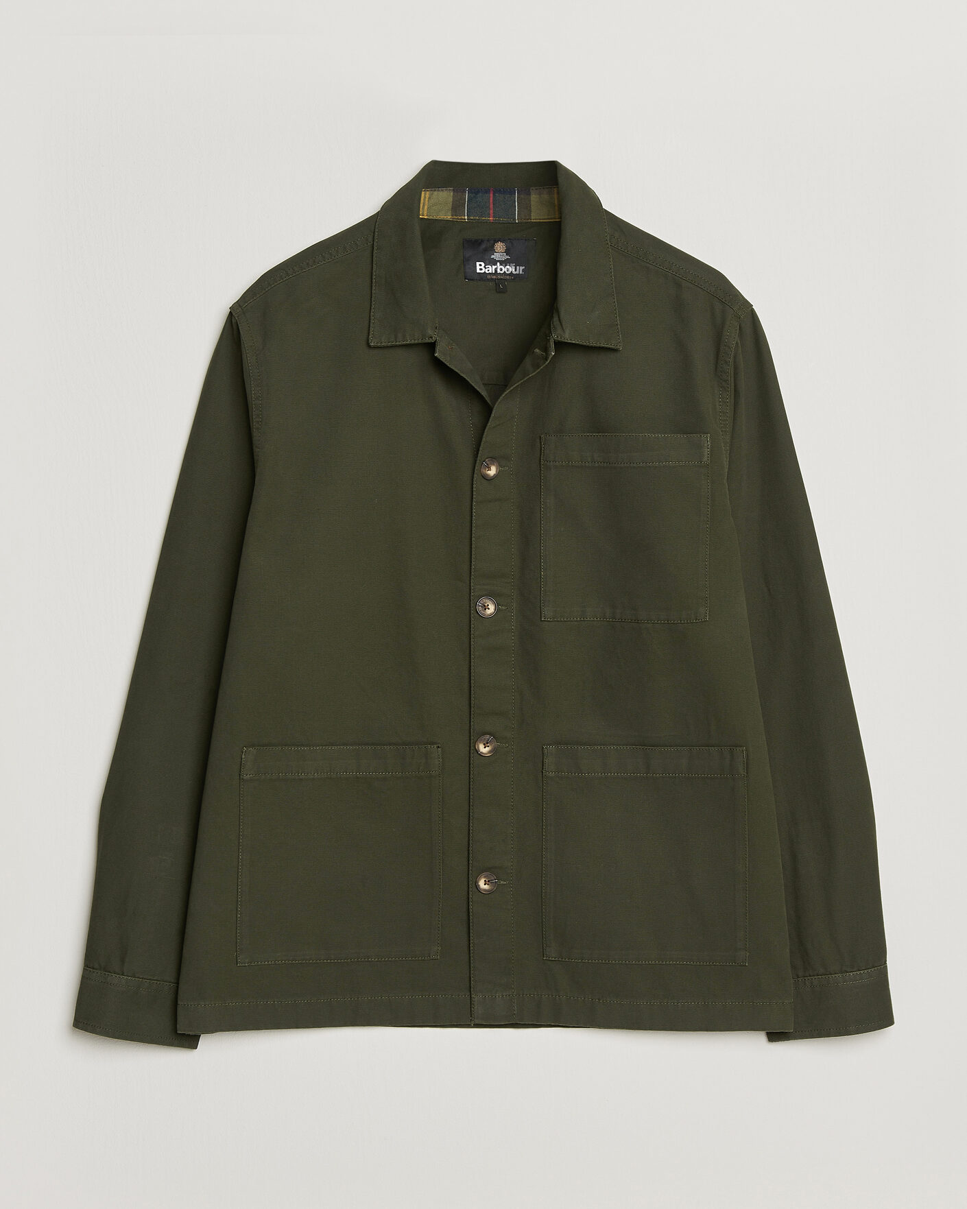 Herre | Skjorter | Barbour Lifestyle | Tartan trimed Washed Overshirt Sage