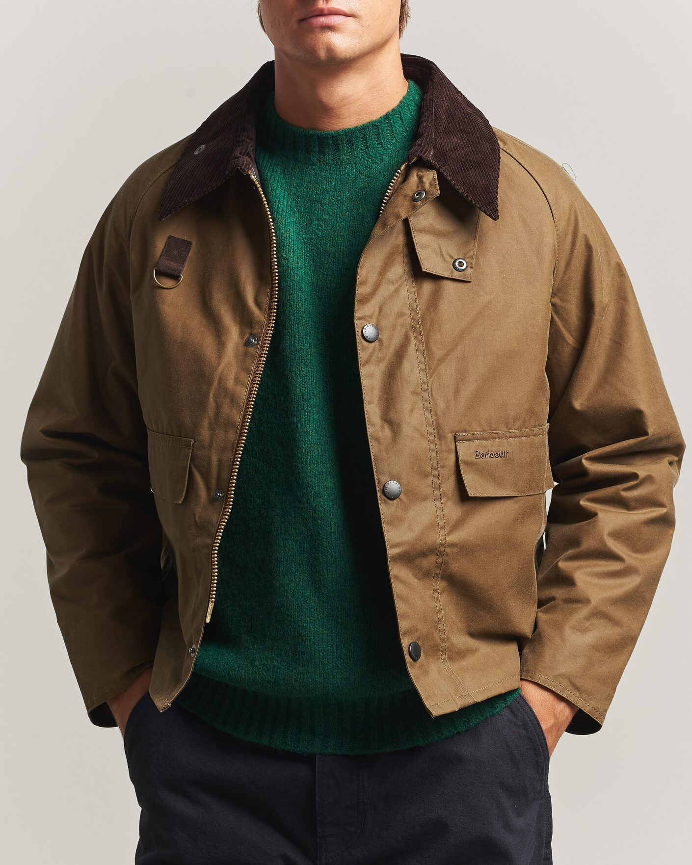 Barbour Heritage Spey Wax Jacket Sand hos CareOfCarl.no