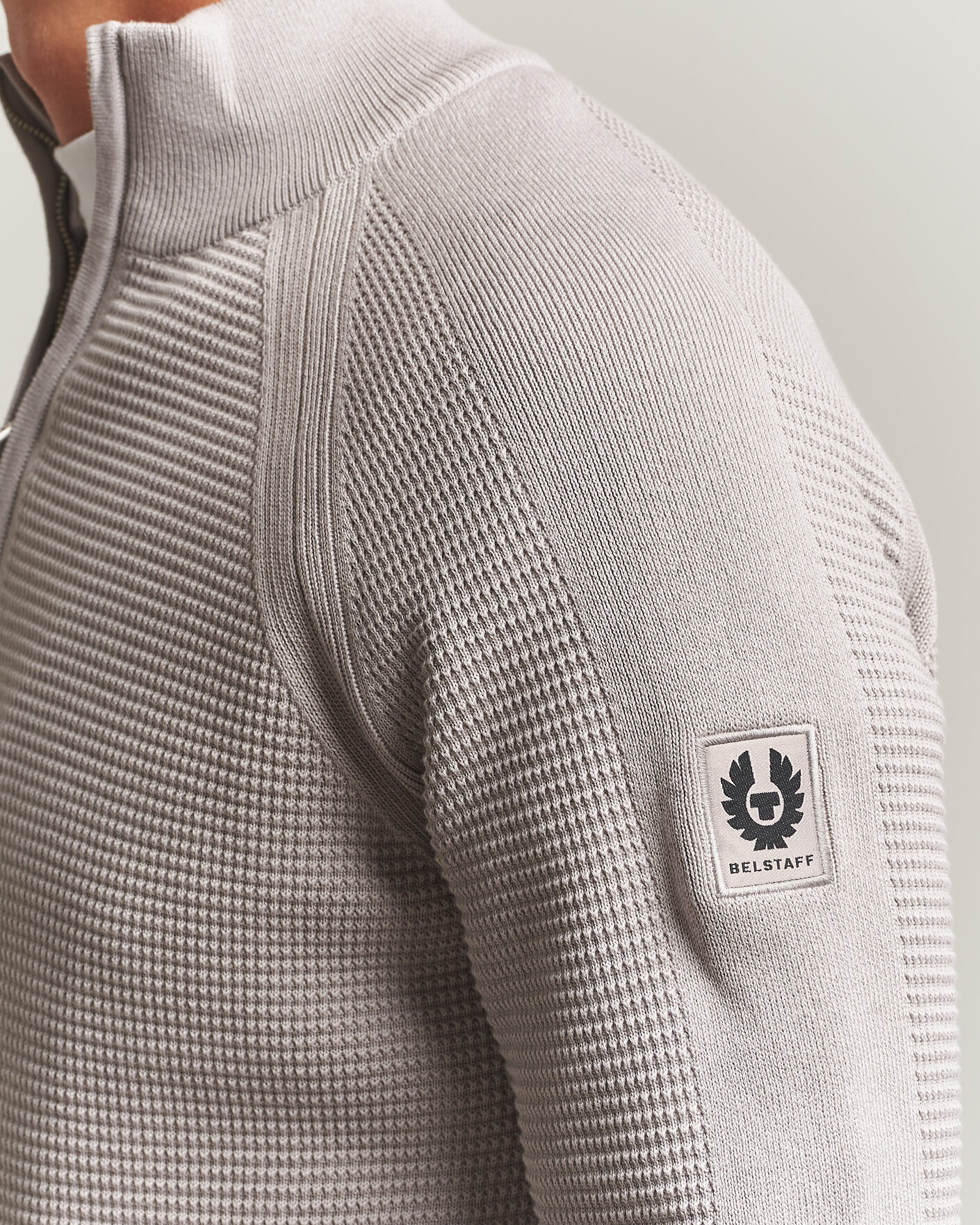 Herre | Gensere | Belstaff | Bradwell Cotton Knitted Quarter Zip Concrete