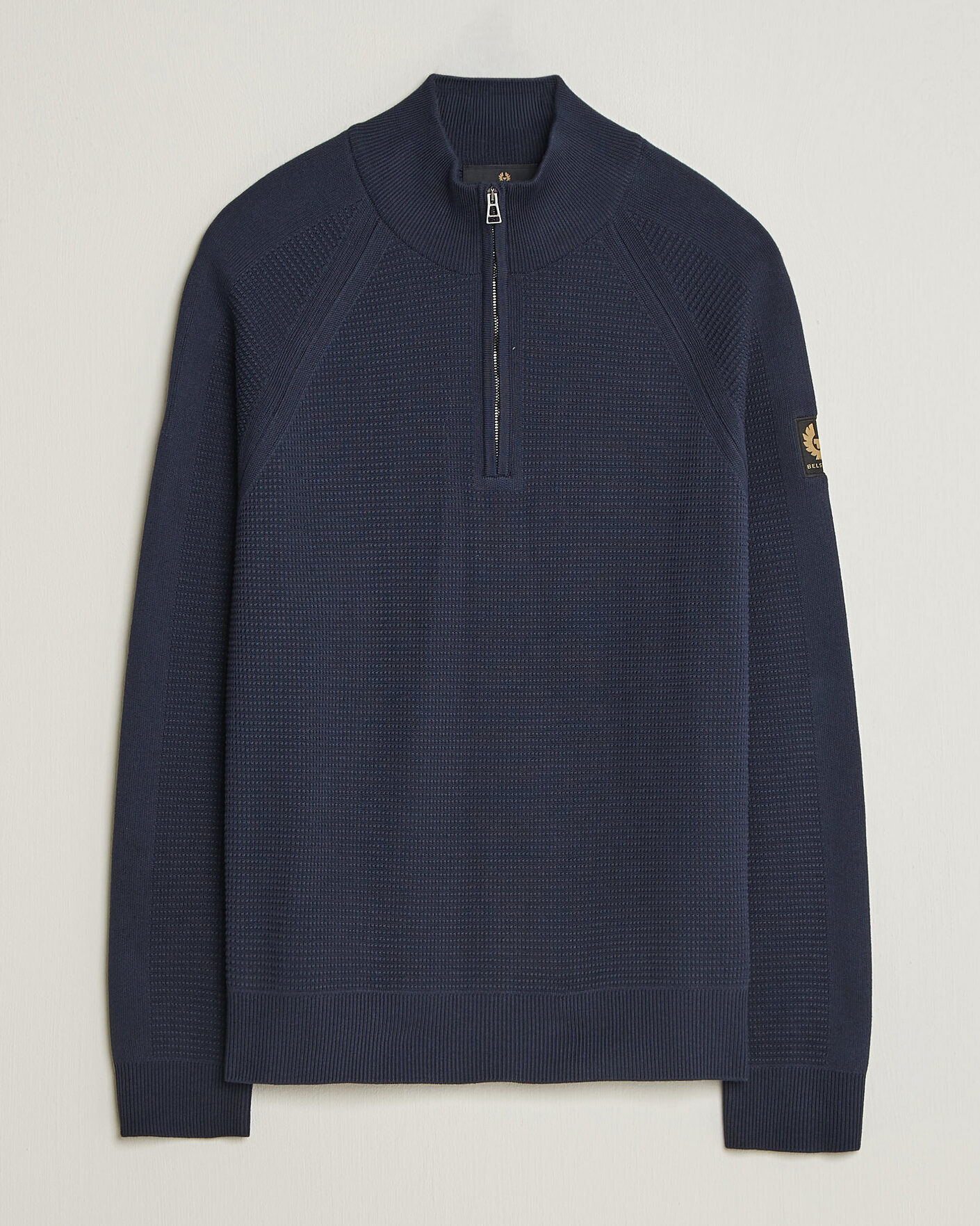 Herre | Gensere | Belstaff | Bradwell Cotton Knitted Quarter Zip Dark Ink
