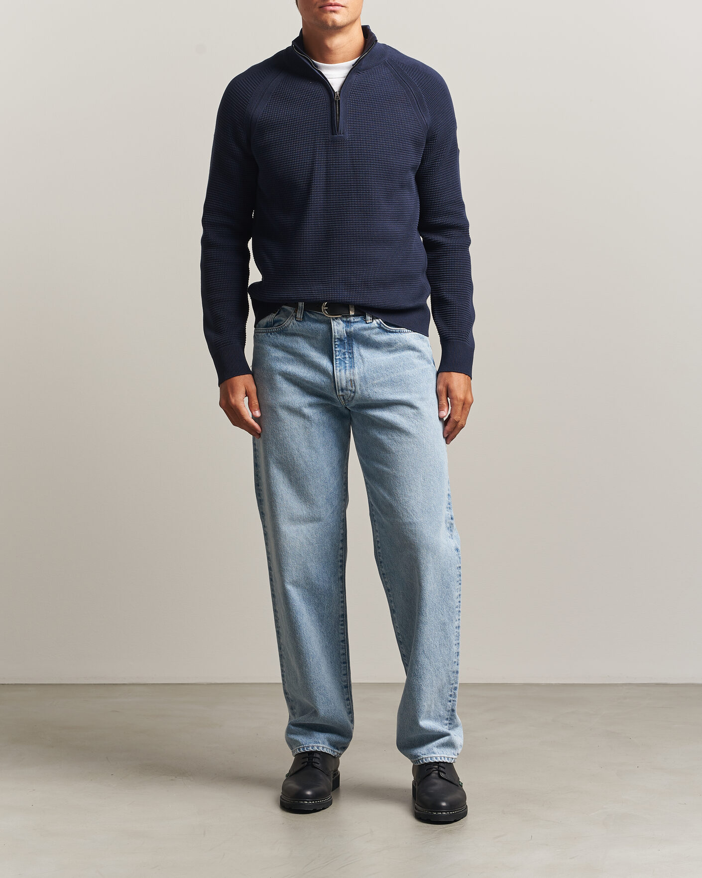 Herre | Gensere | Belstaff | Bradwell Cotton Knitted Quarter Zip Dark Ink