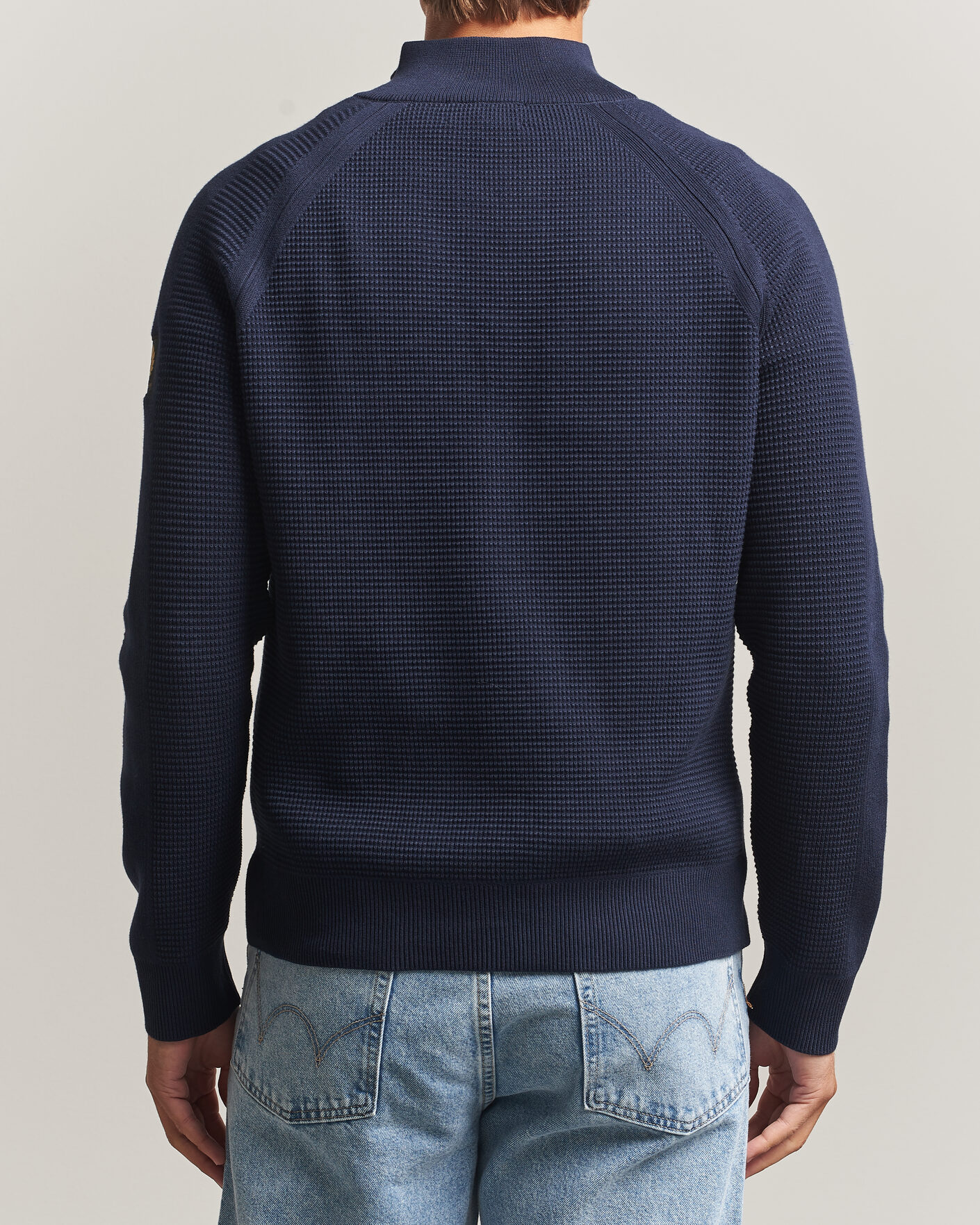 Herre | Gensere | Belstaff | Bradwell Cotton Knitted Quarter Zip Dark Ink