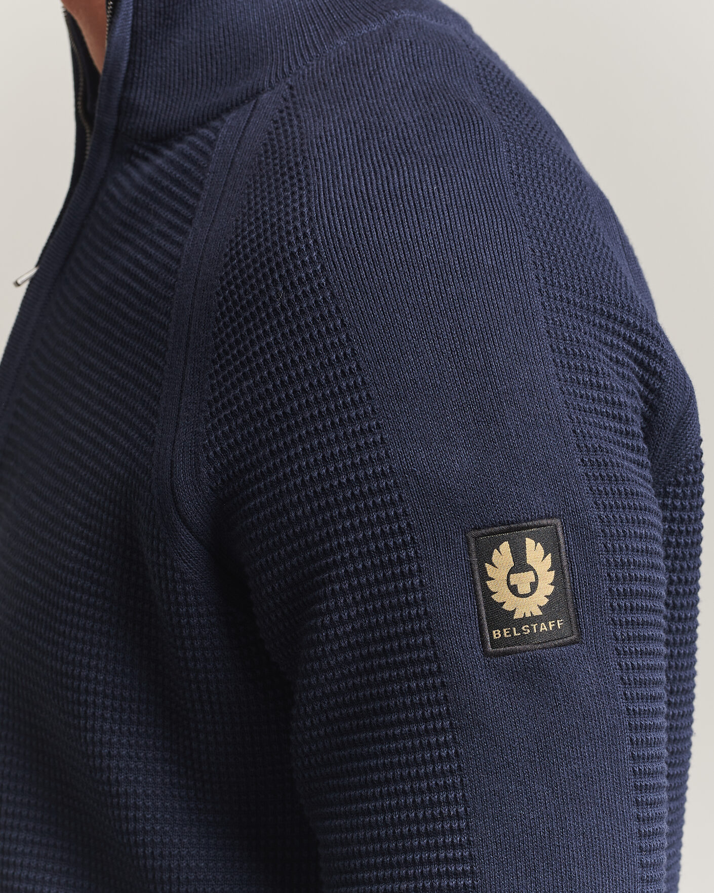 Herre | Gensere | Belstaff | Bradwell Cotton Knitted Quarter Zip Dark Ink