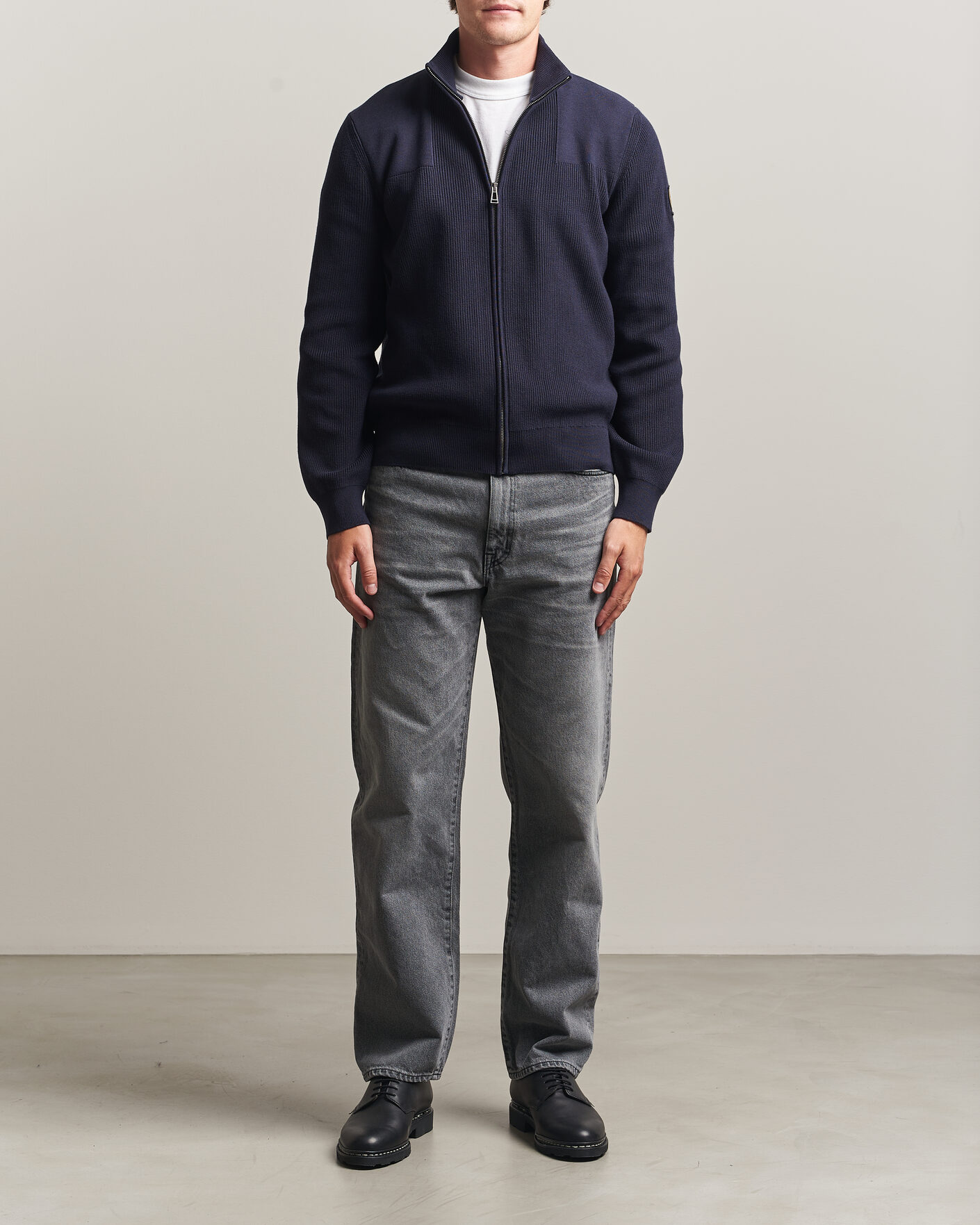Herre | Gensere | Belstaff | Commander Knitted Full Zip Dark Ink