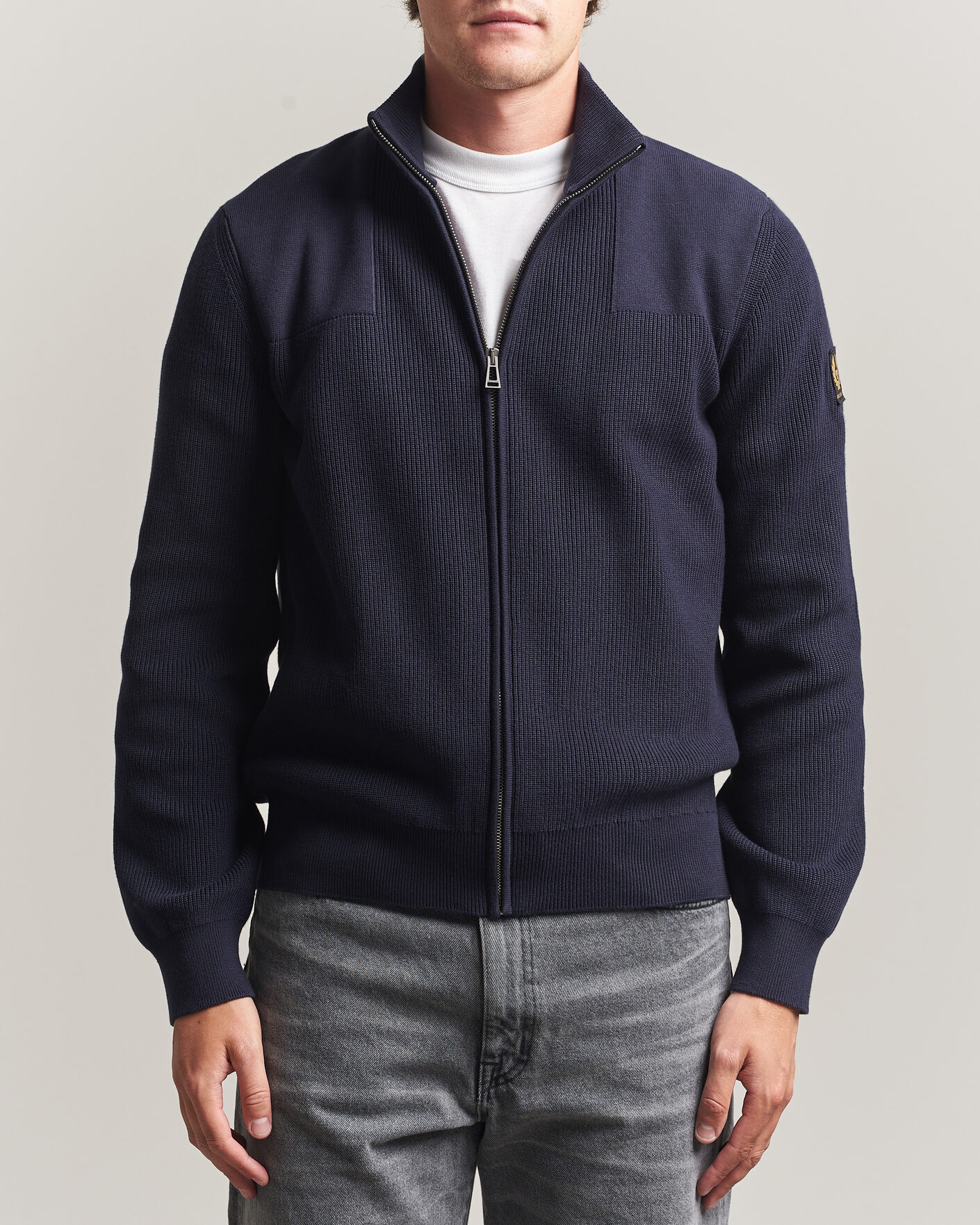 Herre | Gensere | Belstaff | Commander Knitted Full Zip Dark Ink