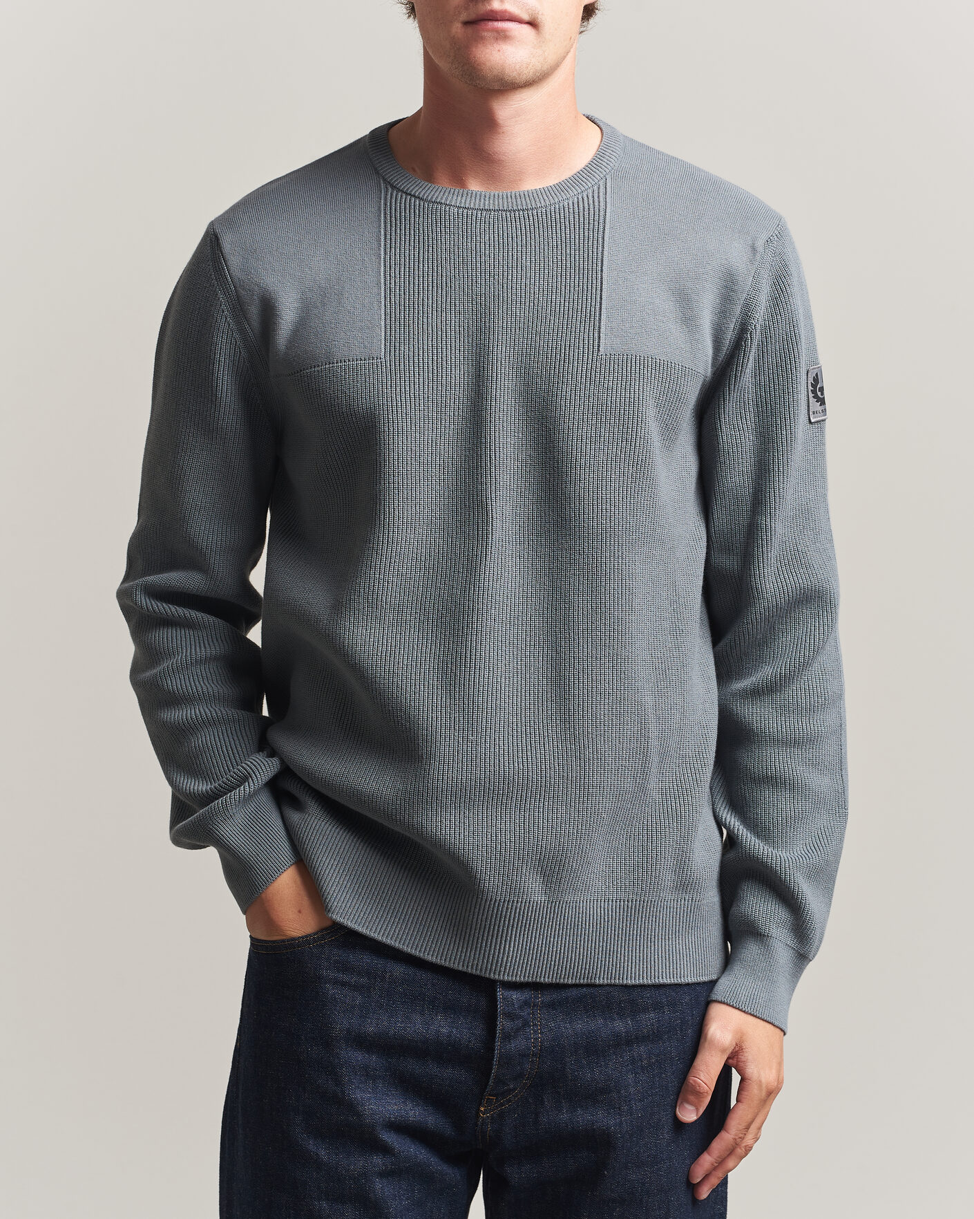 Herre | Gensere | Belstaff | Commander Knitted Crew Neck Atlantic Grey