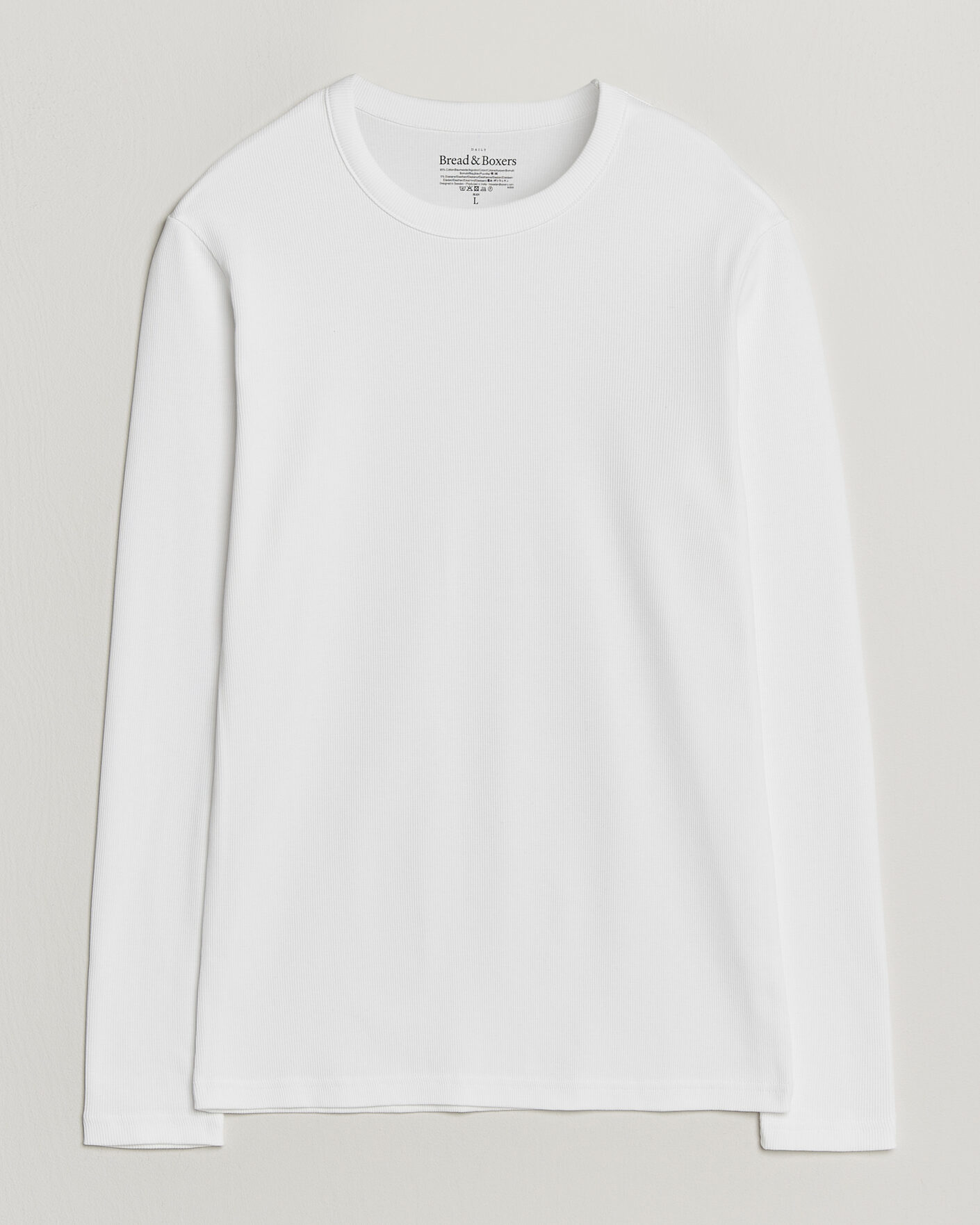 Herre | T-Shirts | Bread & Boxers | Ribbed Long Sleeve T-Shirt White