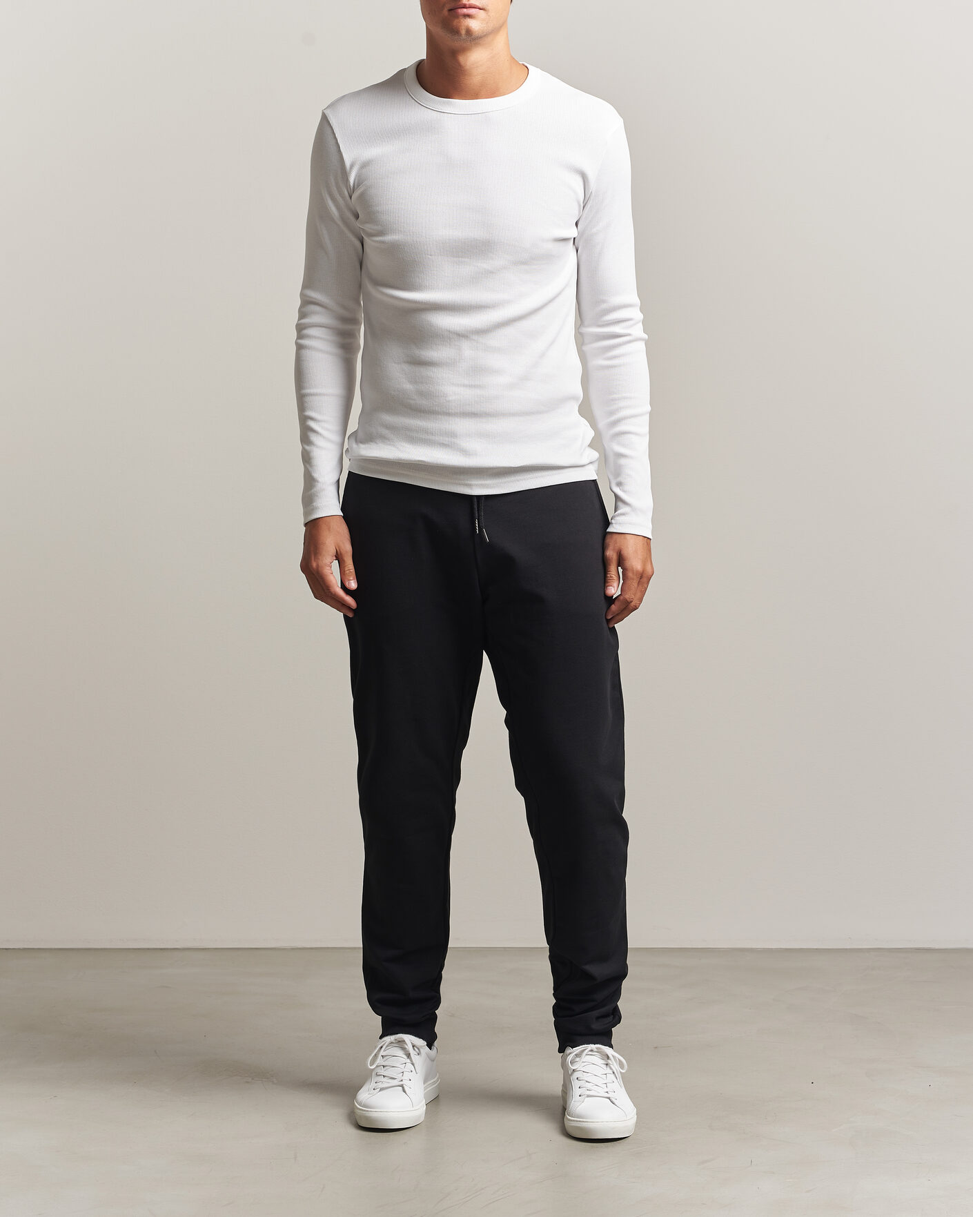 Herre | T-Shirts | Bread & Boxers | Ribbed Long Sleeve T-Shirt White