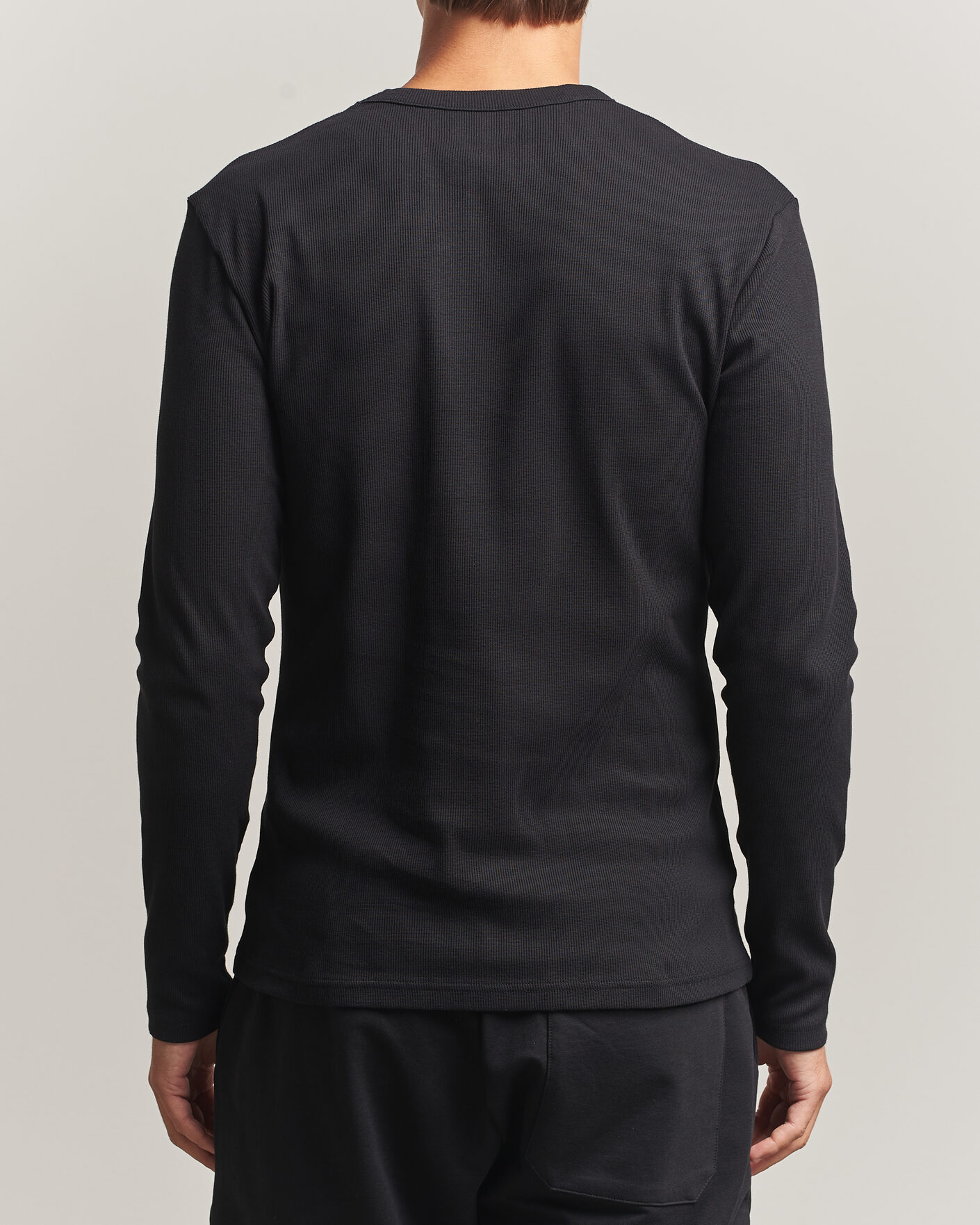 Herre | T-Shirts | Bread & Boxers | Ribbed Long Sleeve T-Shirt Black