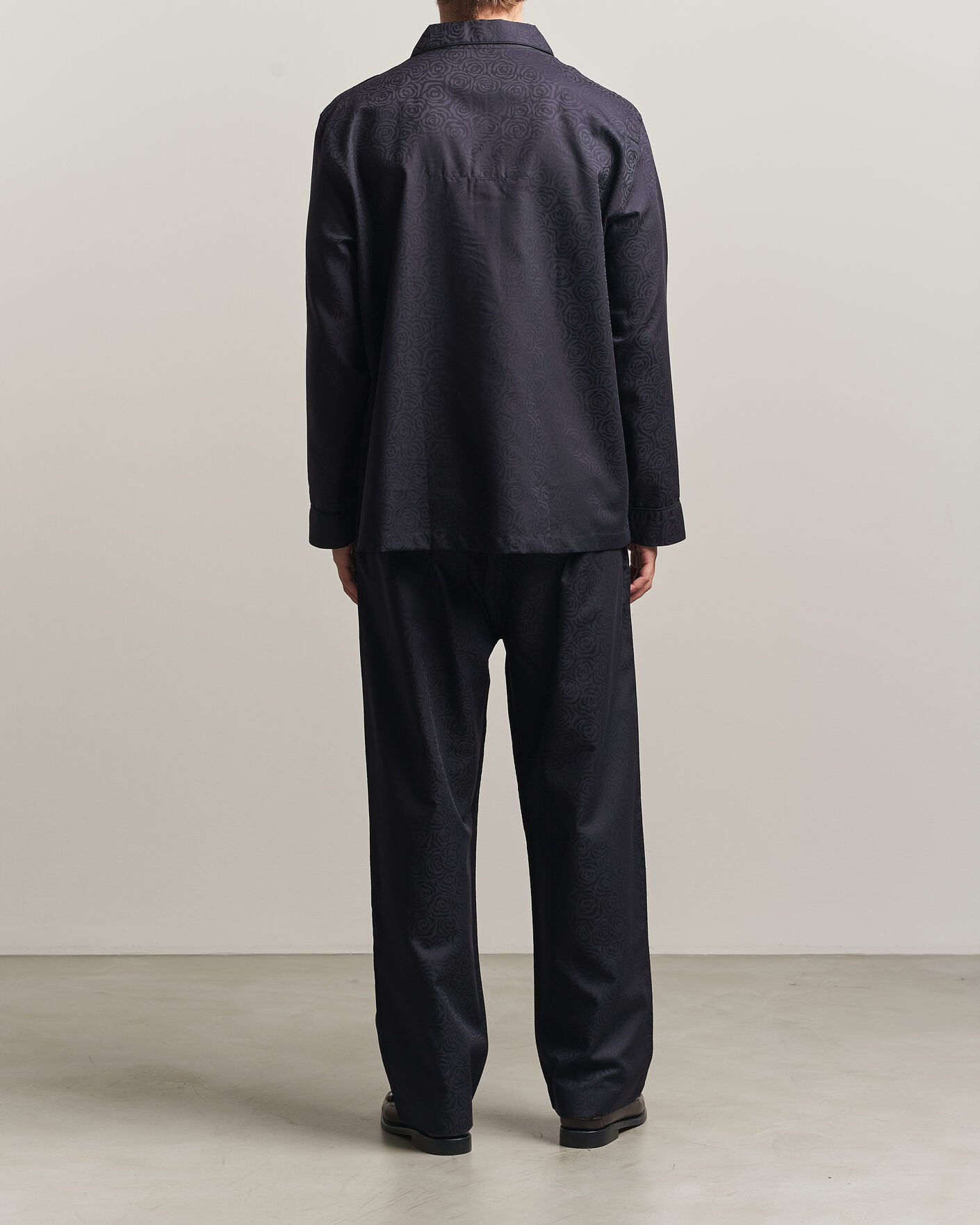 Herre | Pyjamaser og badekåper | Derek Rose | Piped Jacquard Cotton Pyjama Set Black
