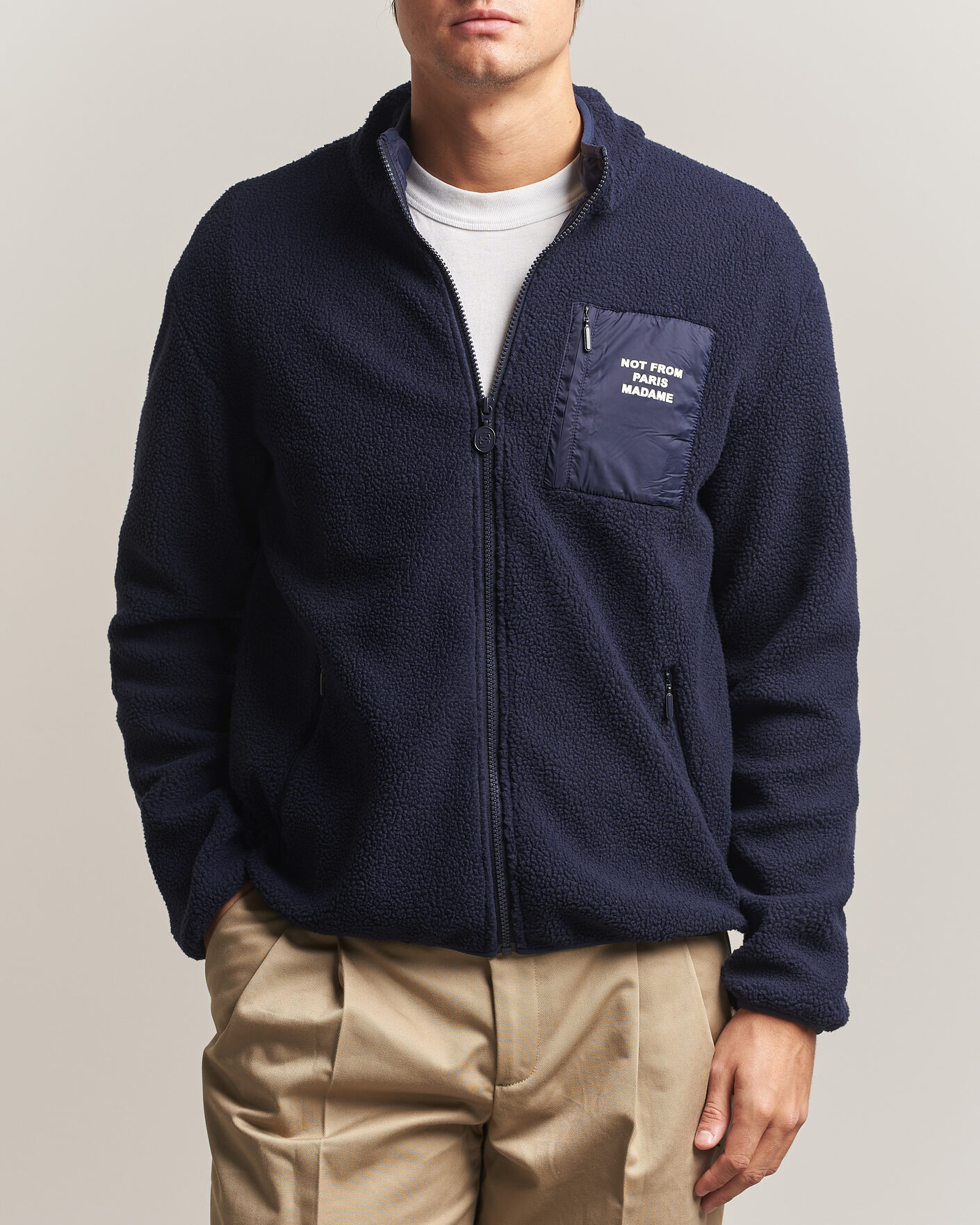 Herre | Gensere | Drôle de Monsieur | Slogan Sherpa Jacket Navy