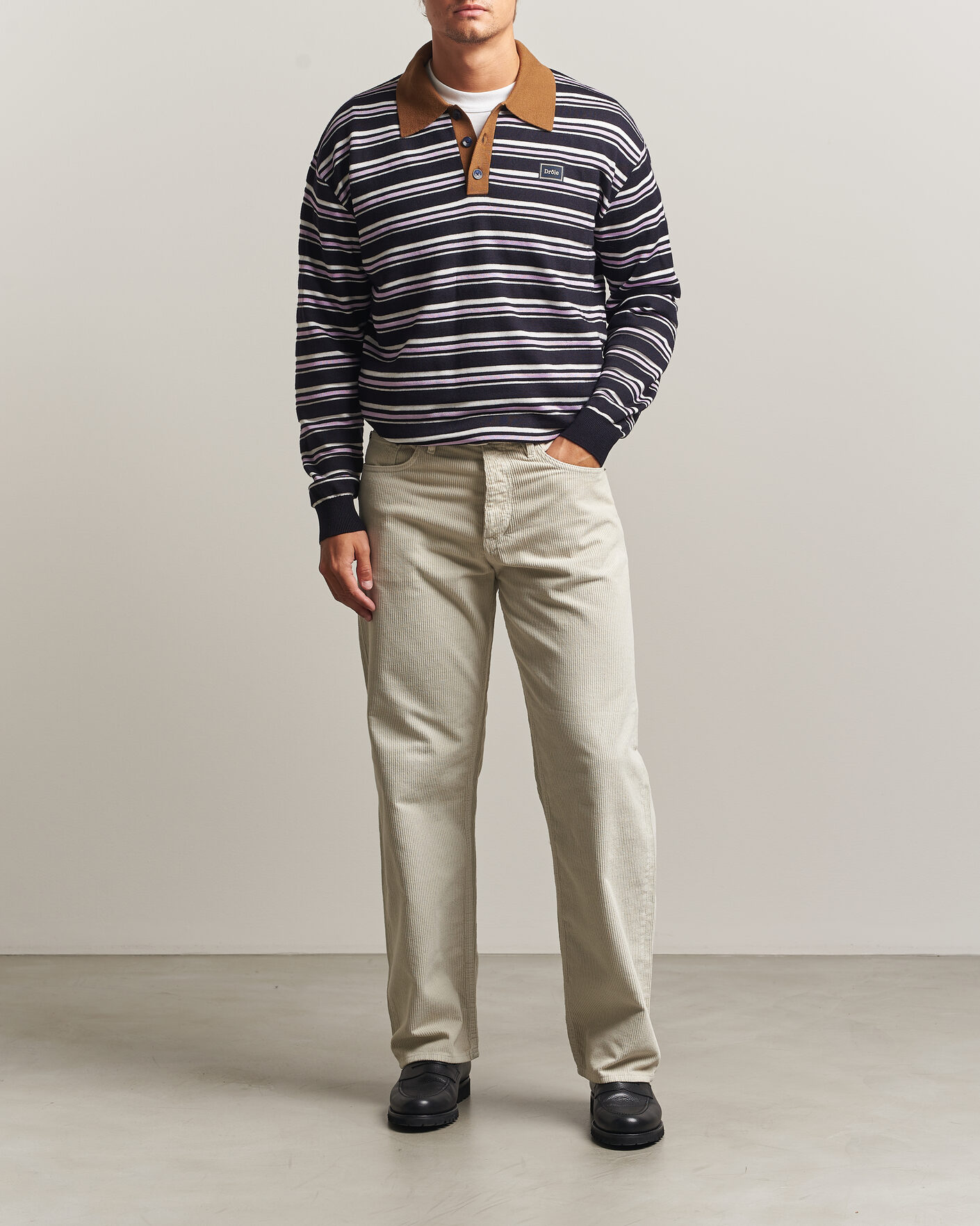 Herre | Gensere | Drôle de Monsieur | Striped Knitted Rugger Navy Multi