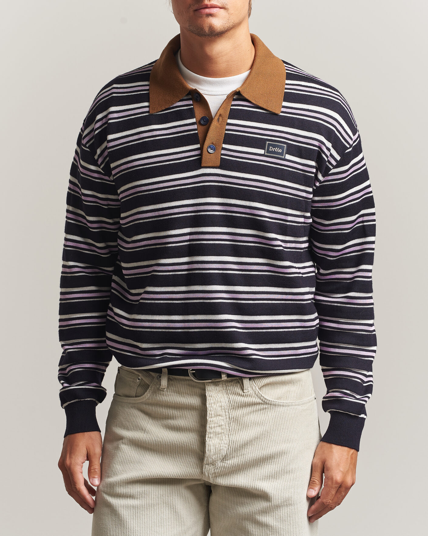 Herre | Gensere | Drôle de Monsieur | Striped Knitted Rugger Navy Multi