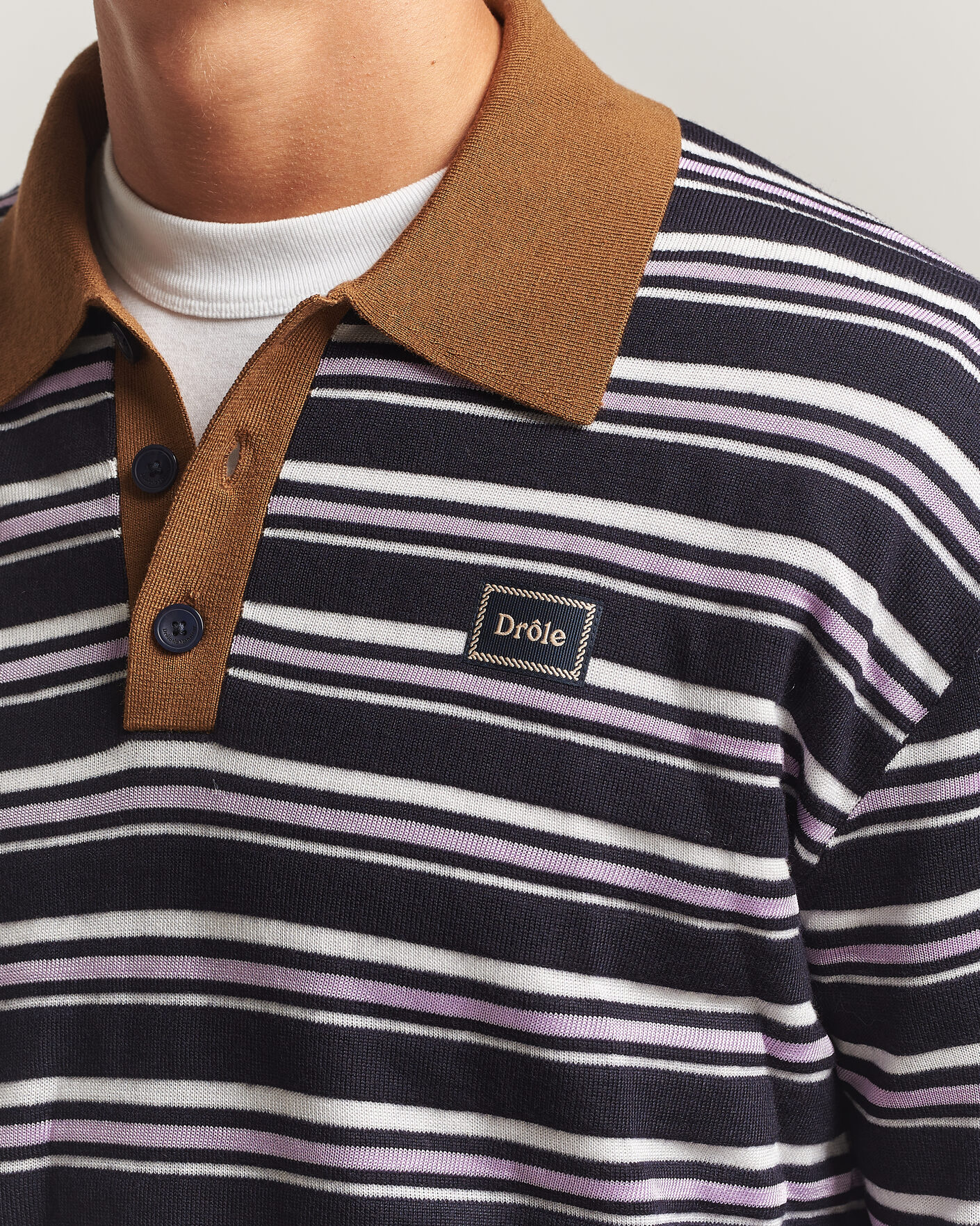 Herre | Gensere | Drôle de Monsieur | Striped Knitted Rugger Navy Multi