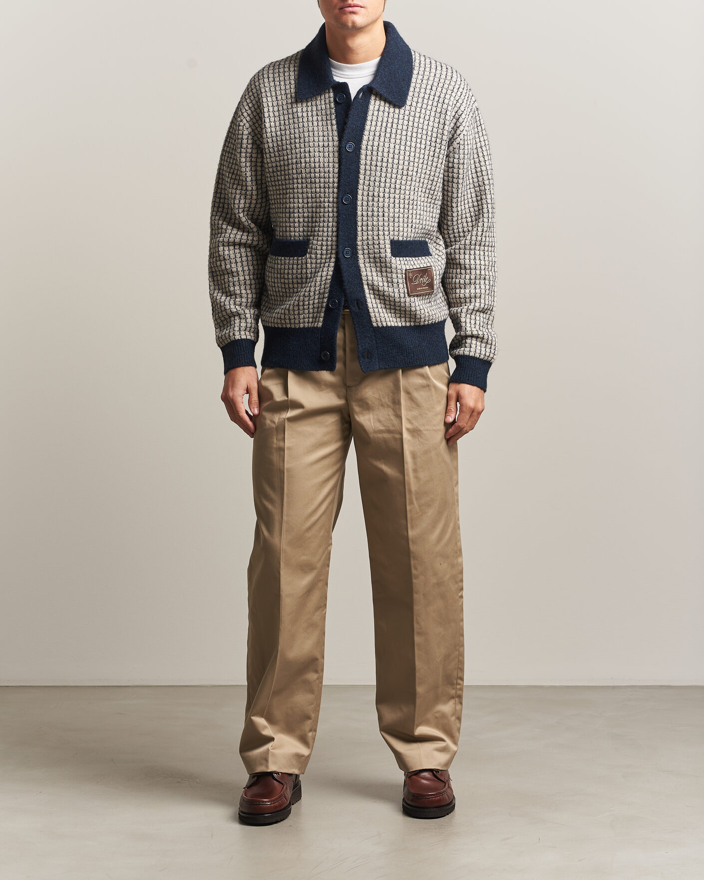 Herre | Gensere | Drôle de Monsieur | Waffle Knitted Cardigan Navy