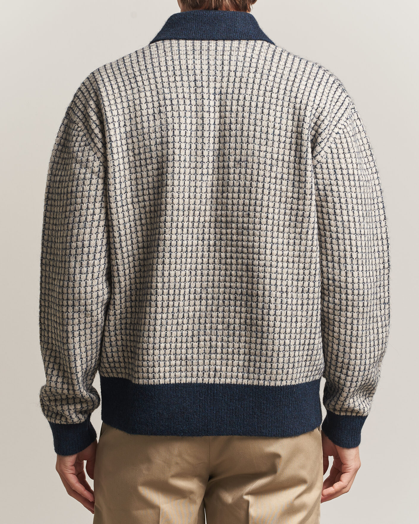 Herre | Gensere | Drôle de Monsieur | Waffle Knitted Cardigan Navy