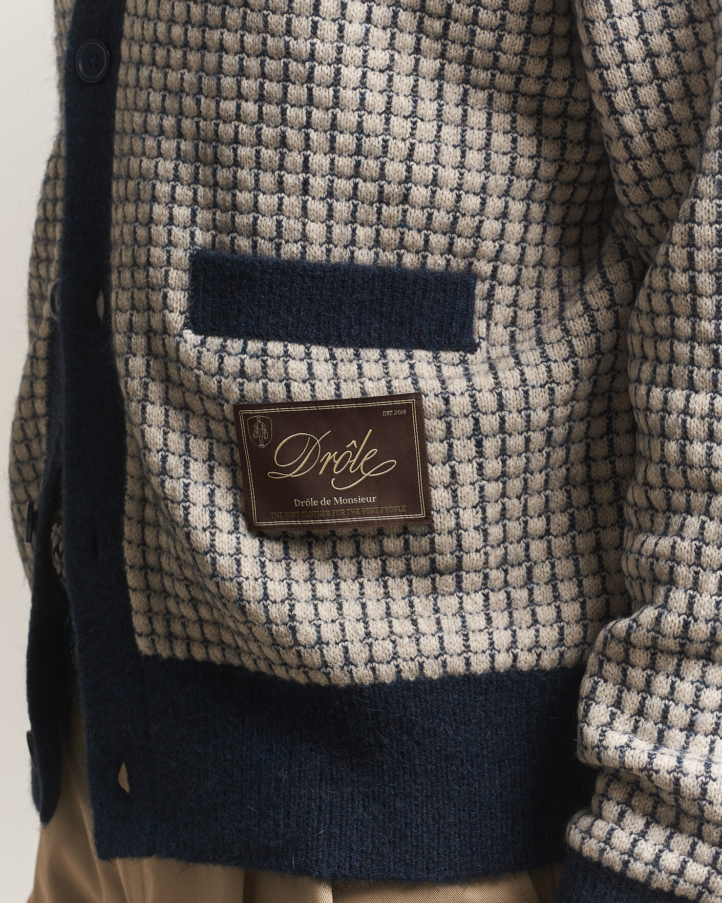 Herre | Gensere | Drôle de Monsieur | Waffle Knitted Cardigan Navy