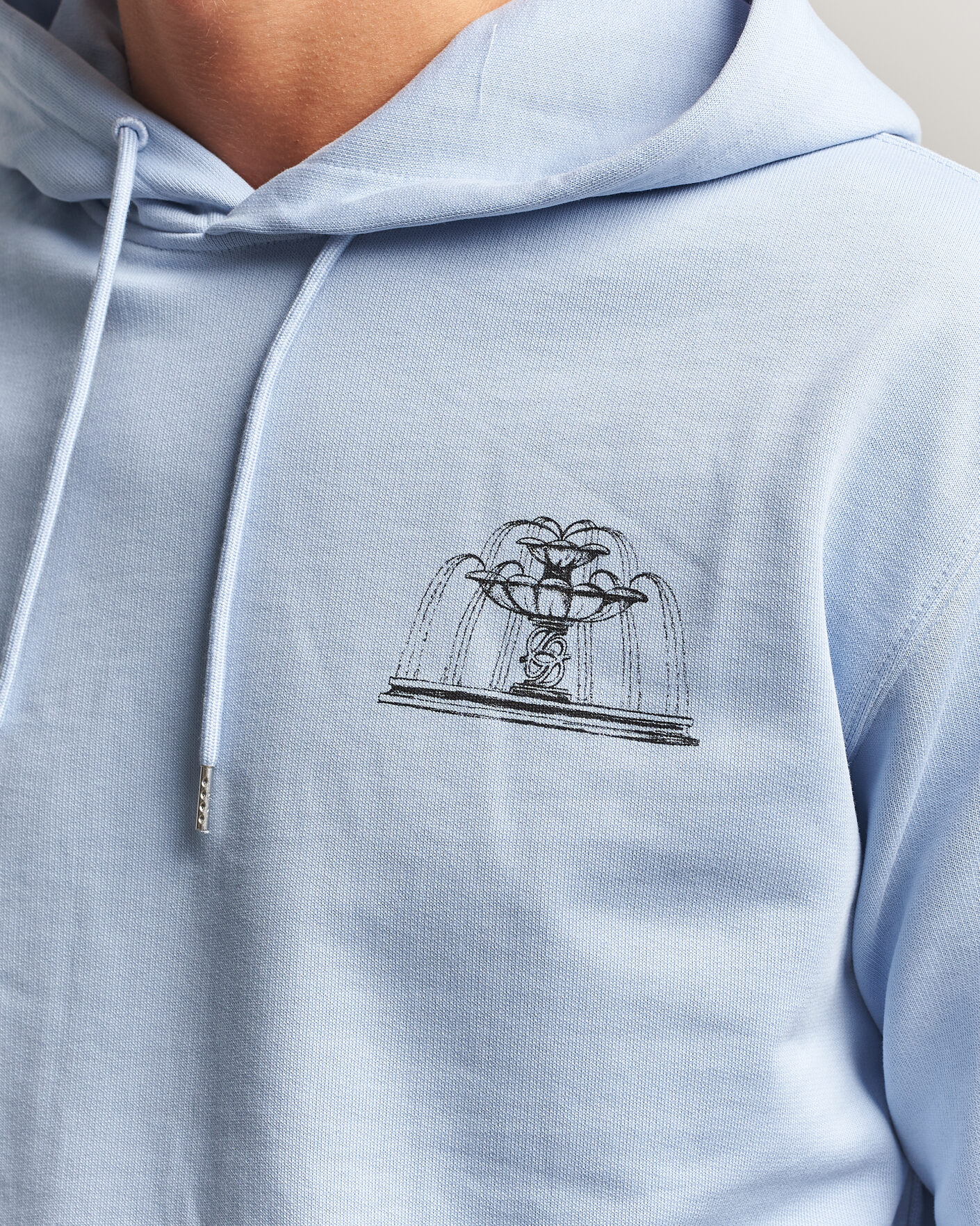 Herre | Gensere | Drôle de Monsieur | Fountain Printed Hoodie Light Blue