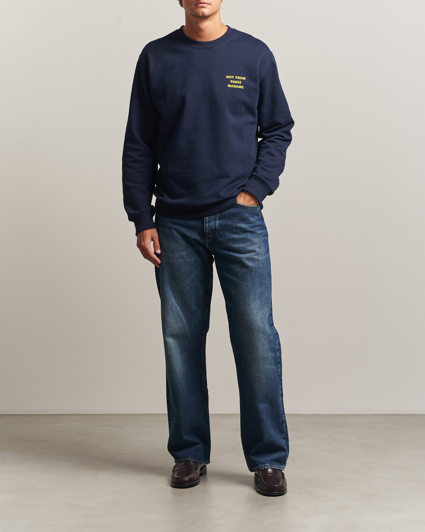 Herre | Gensere | Drôle de Monsieur | Bold Slogan Sweatshirt Navy