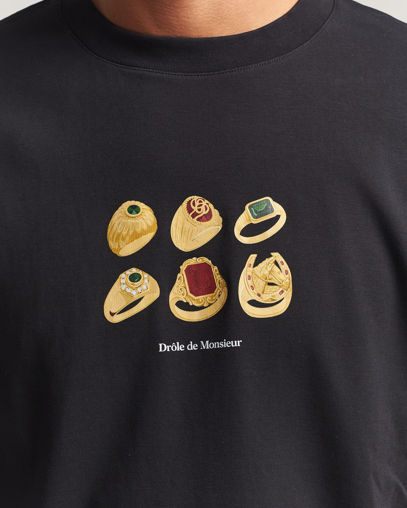 Herre | T-Shirts | Drôle de Monsieur | Rings T-Shirt Black