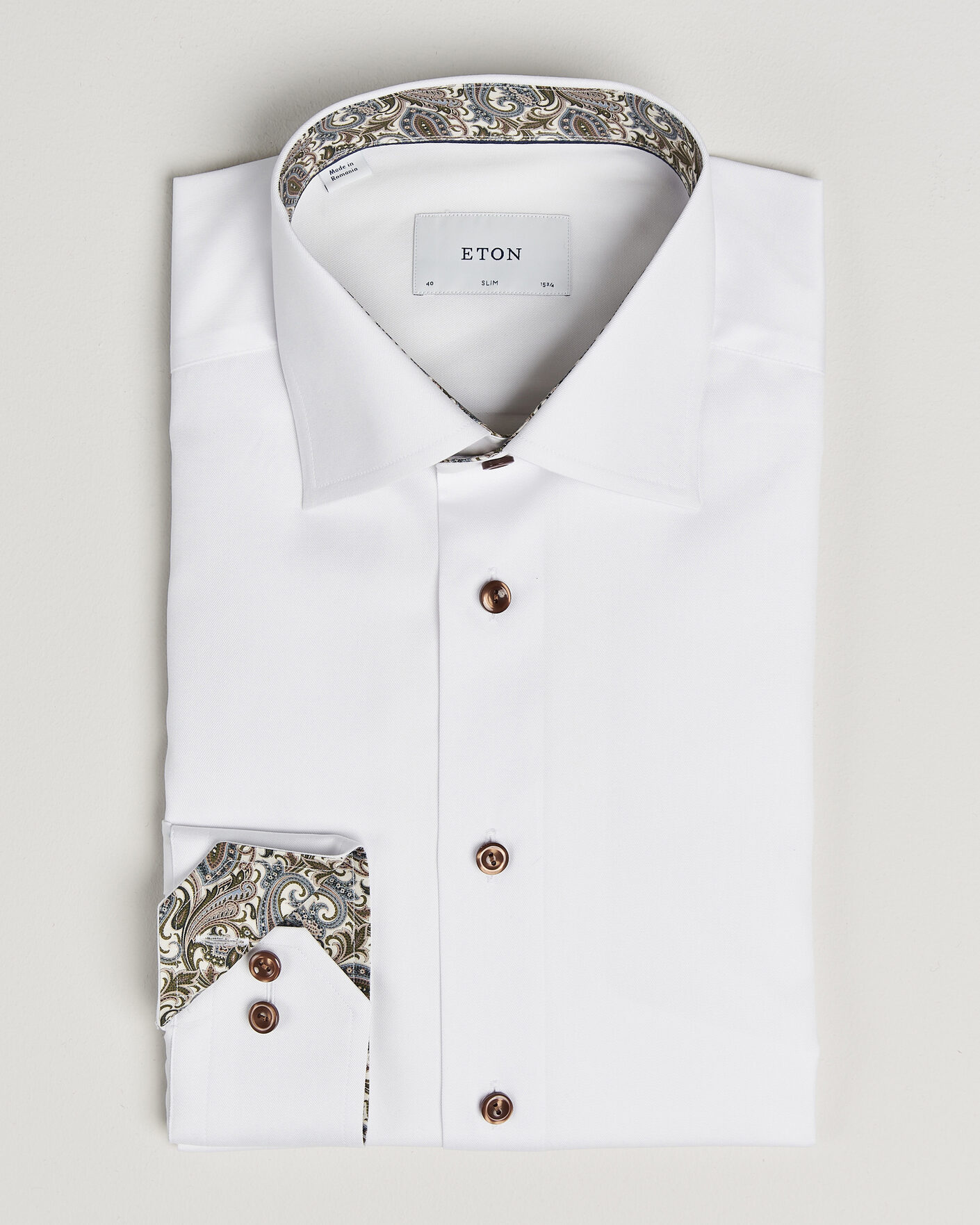 Herre | Skjorter | Eton | Slim Fit Signature Twill Contrast Shirt White