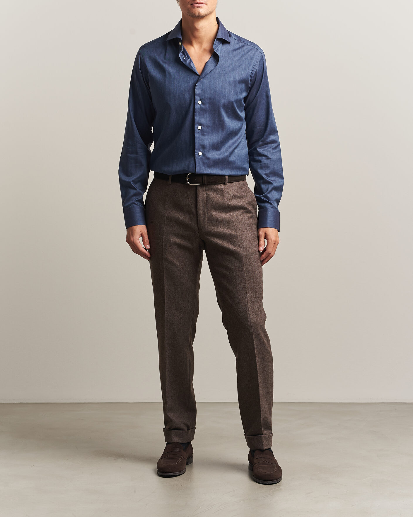Herre | Skjorter | Eton | Slim Fit Signature Flannel Shirt Dark Blue