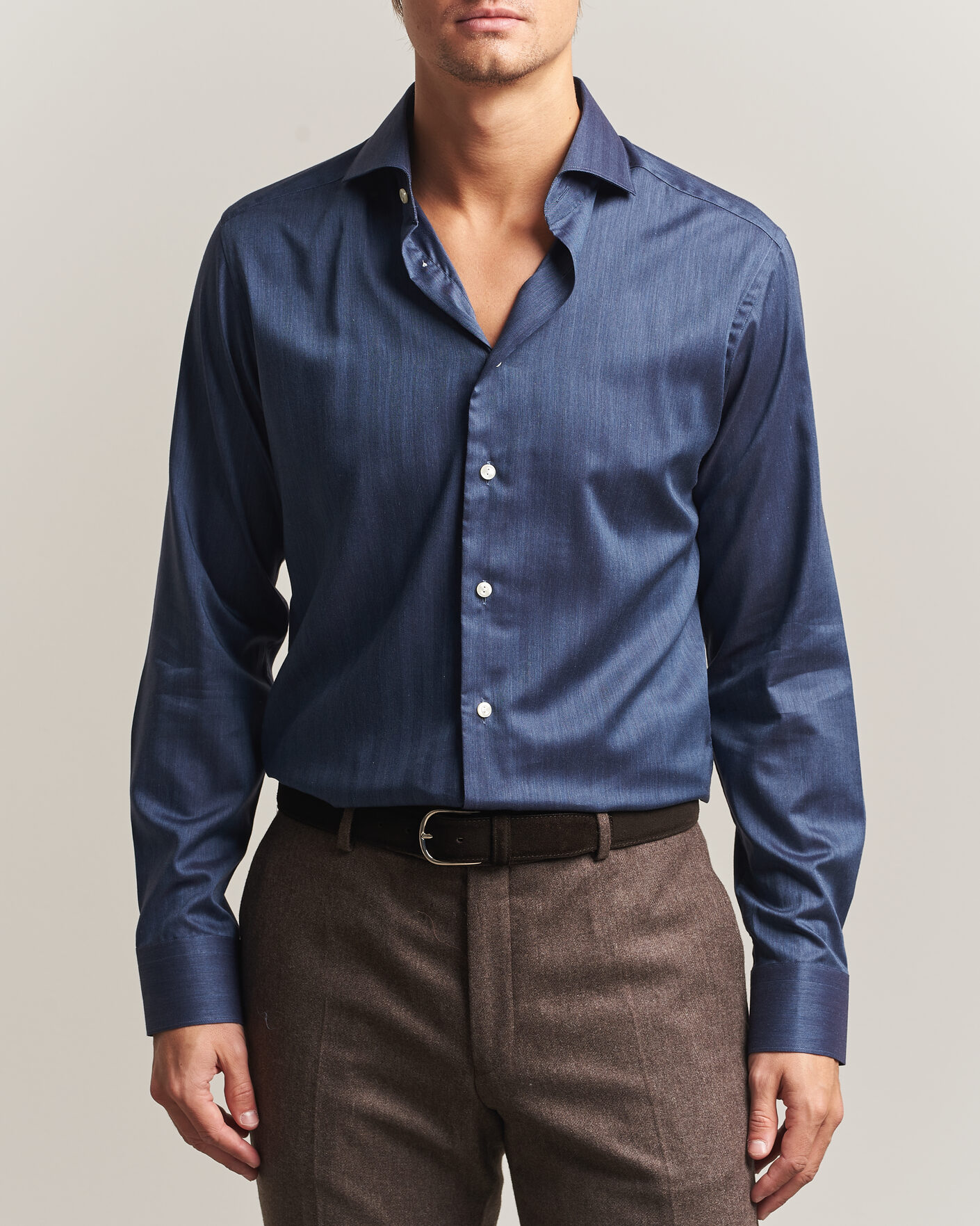 Herre | Skjorter | Eton | Slim Fit Signature Flannel Shirt Dark Blue
