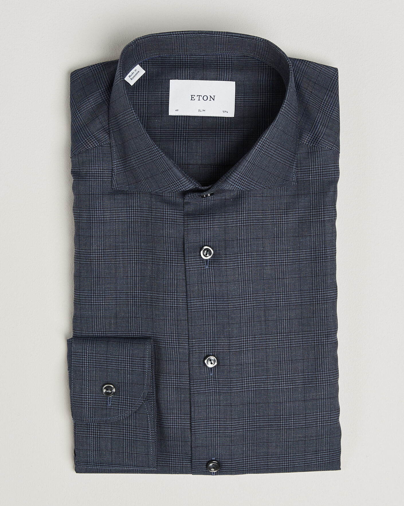 Herre | Skjorter | Eton | Slim Fit Signature Flannel Checked Shirt Dark Blue