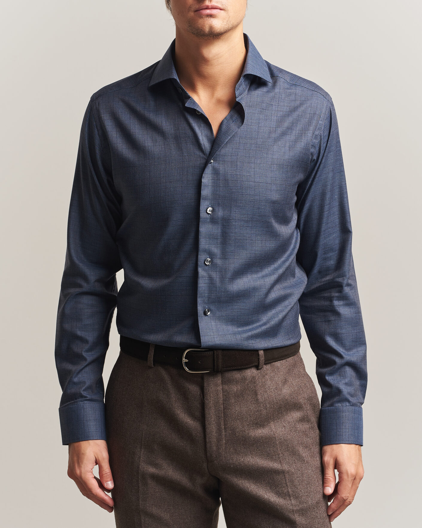 Herre | Skjorter | Eton | Slim Fit Signature Flannel Checked Shirt Dark Blue