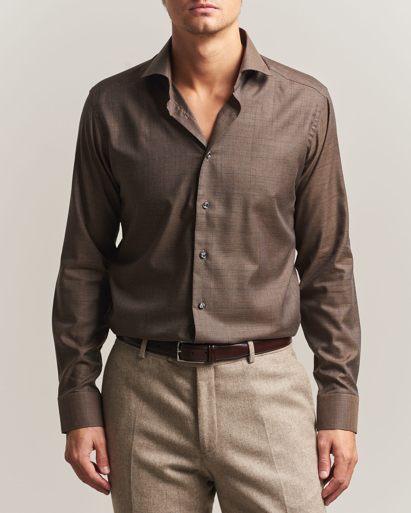 Herre | Skjorter | Eton | Slim Fit Signature Flannel Checked Shirt Dark Brown
