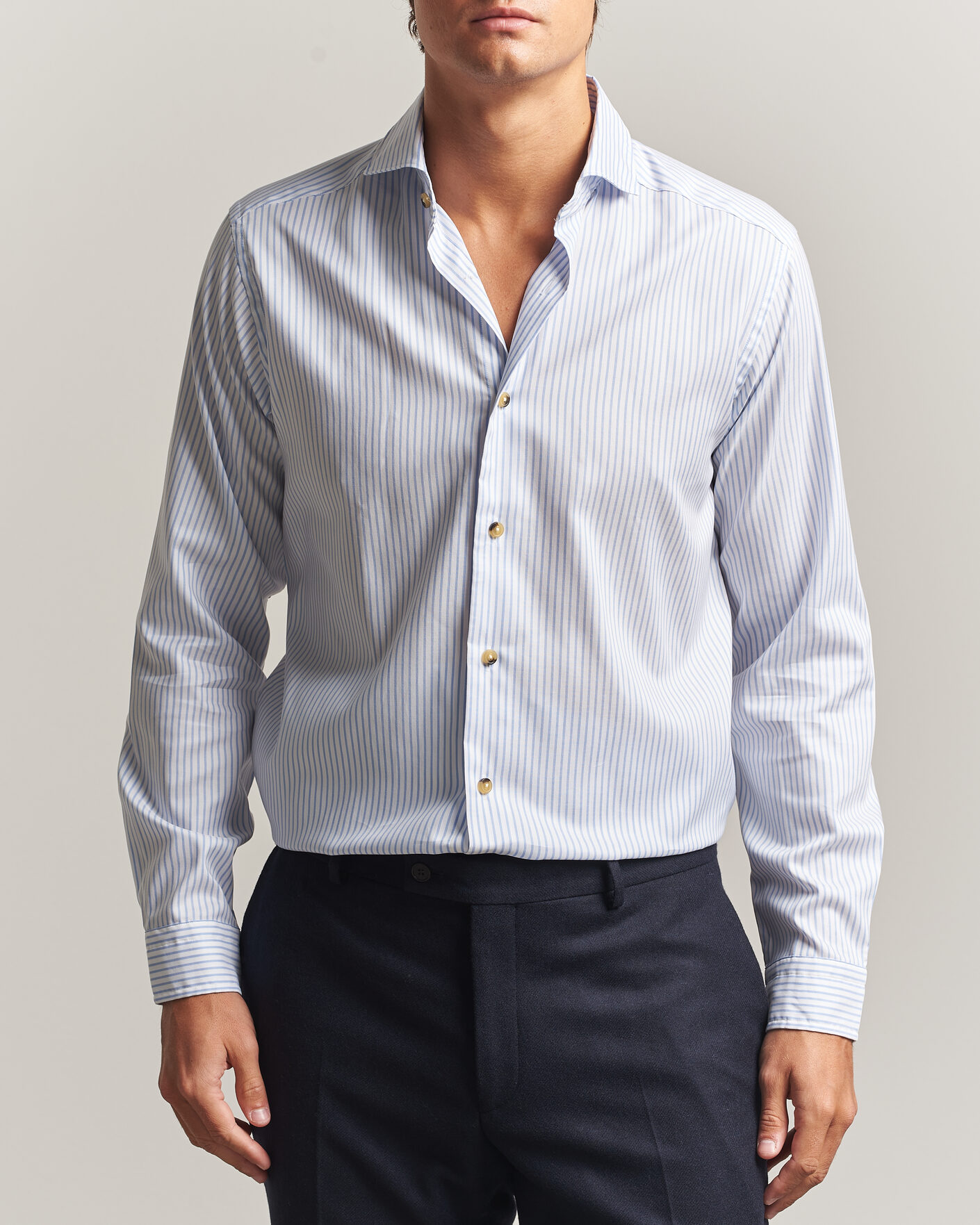 Herre | Skjorter | Eton | Casual Fit Signature Oxford Striped Shirt Light Blue